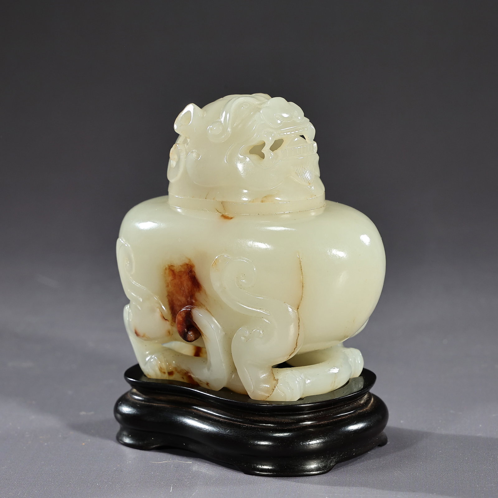 Chinese White Jade Carved Beast Head Incense Burner (1 of 8)