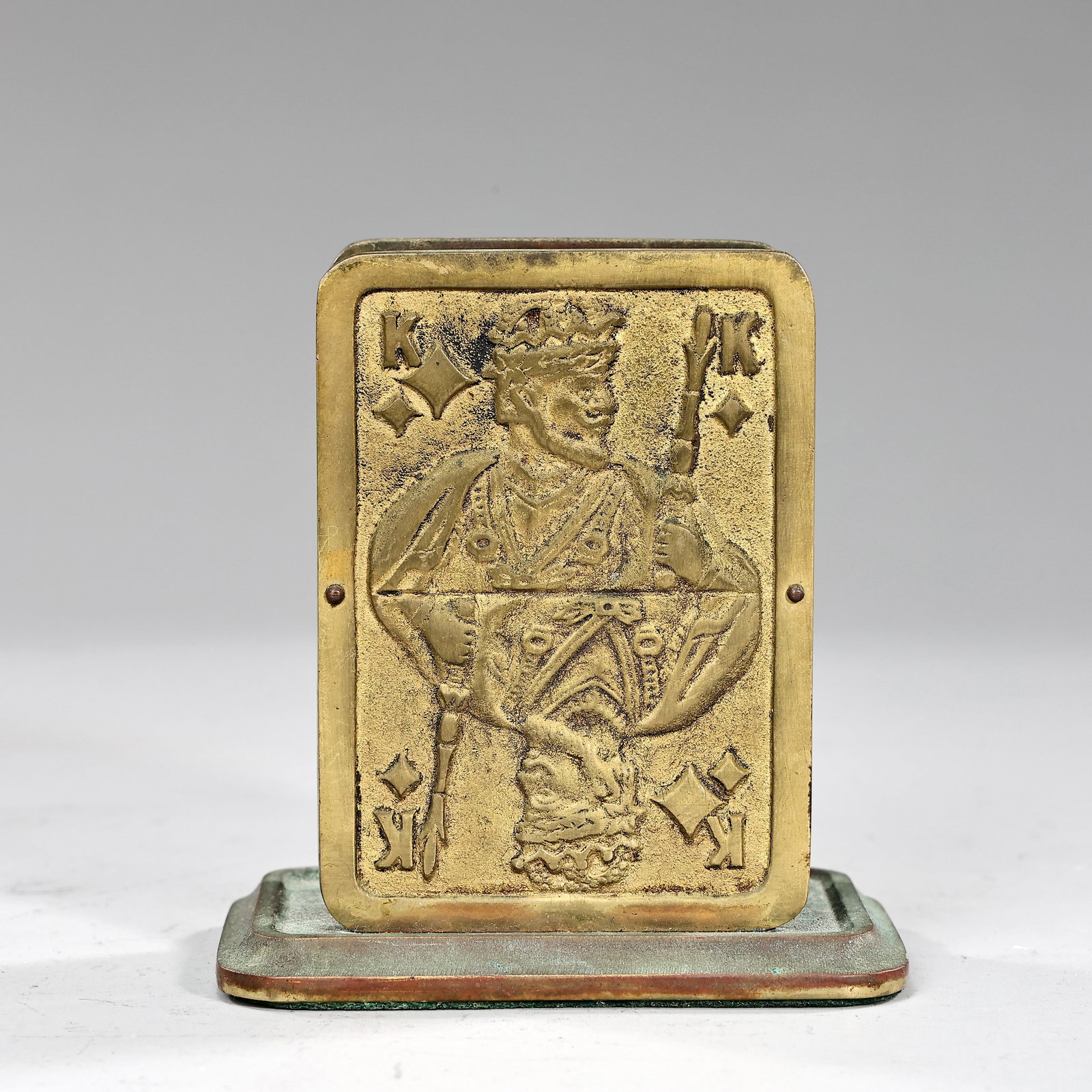 Vintage Brass Playing Card Holder: Vintage Brass Playing Card Holder (10 x 9.5 x 6 cm)