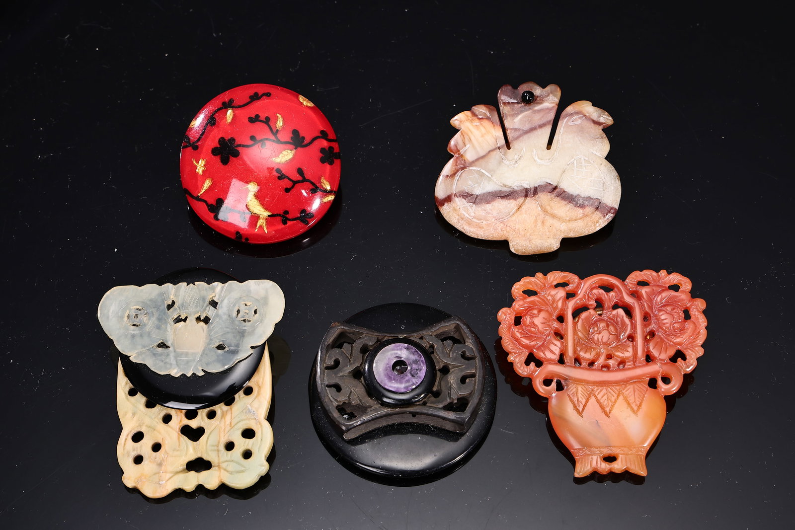 Group Of Vintage Asian Brooches: Group Of Vintage Asian Brooches (About 6 x 6 cm more or less)