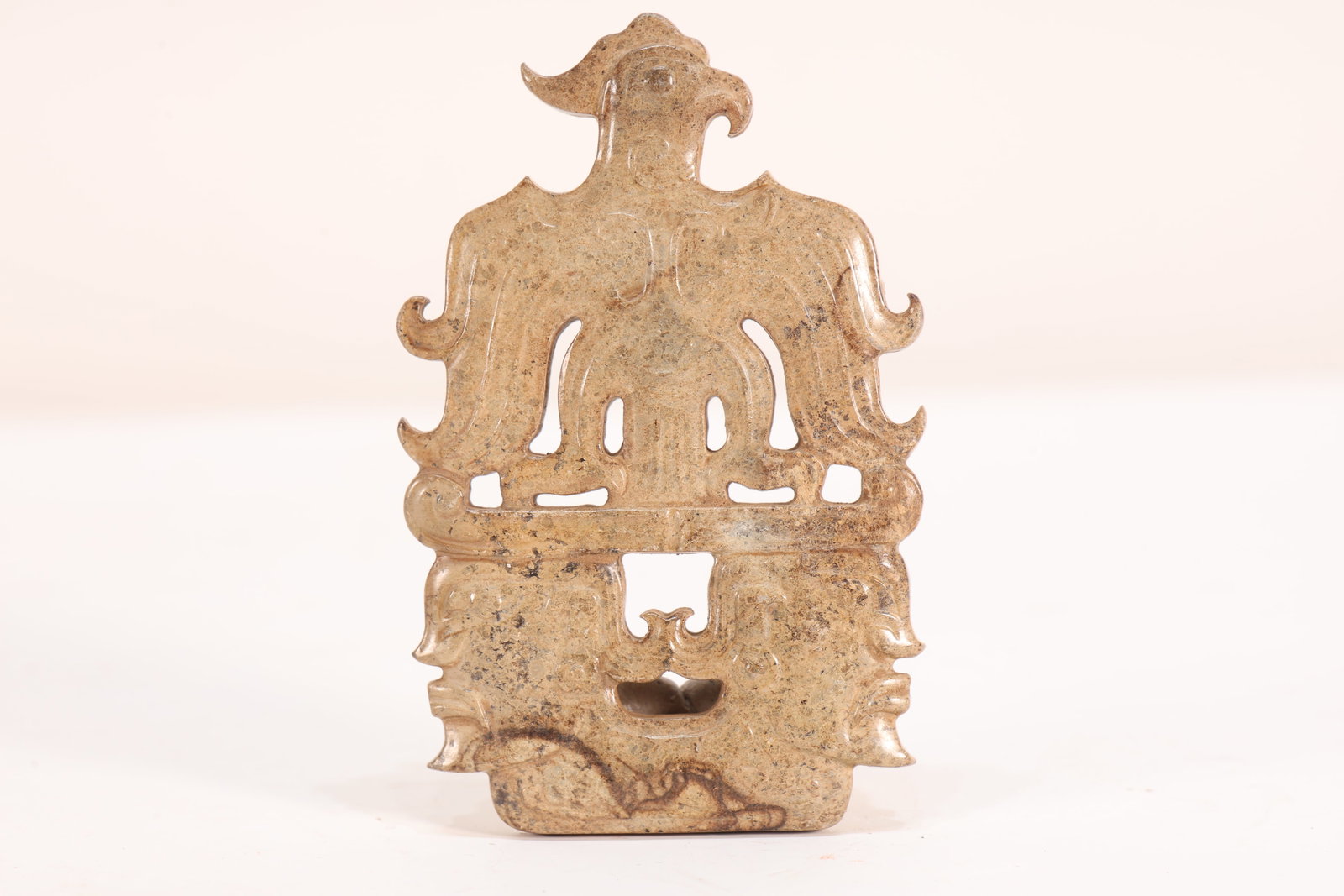 Jade Carved Bird Pattern Bi: Jade Carved Bird Pattern Bi (8 x 5 x 0.5cm)