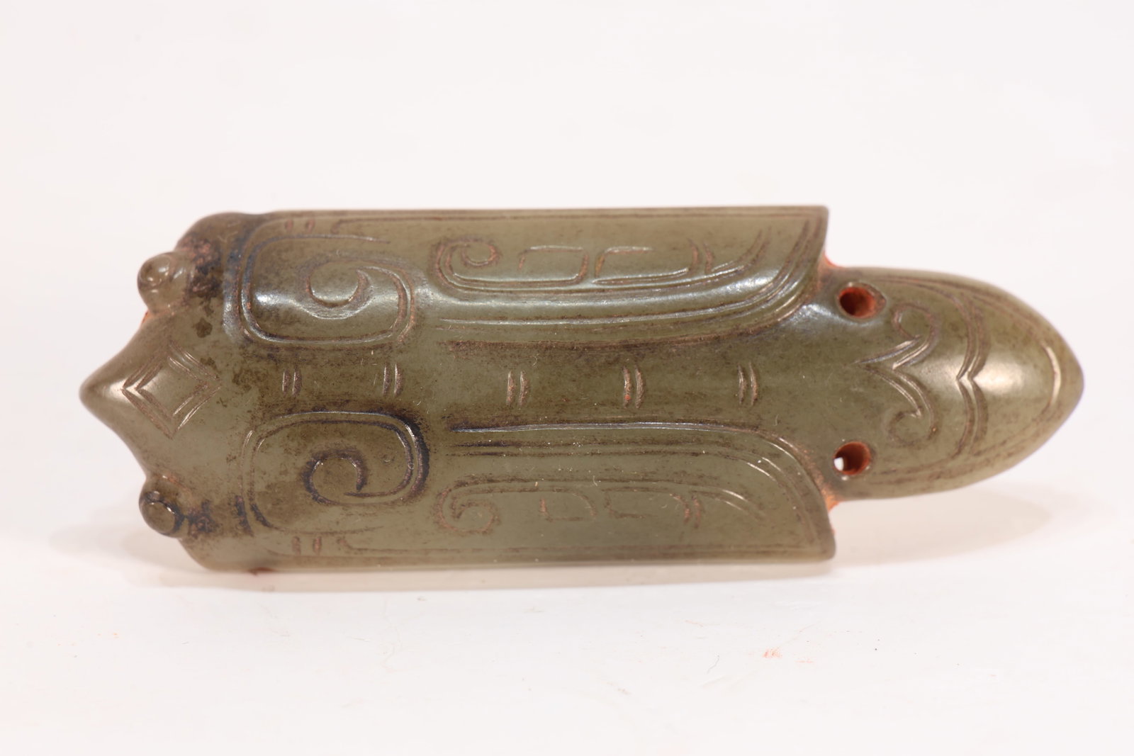 Jade Carved Beast Face Pattern Bird Shape Ornament (1 of 4)