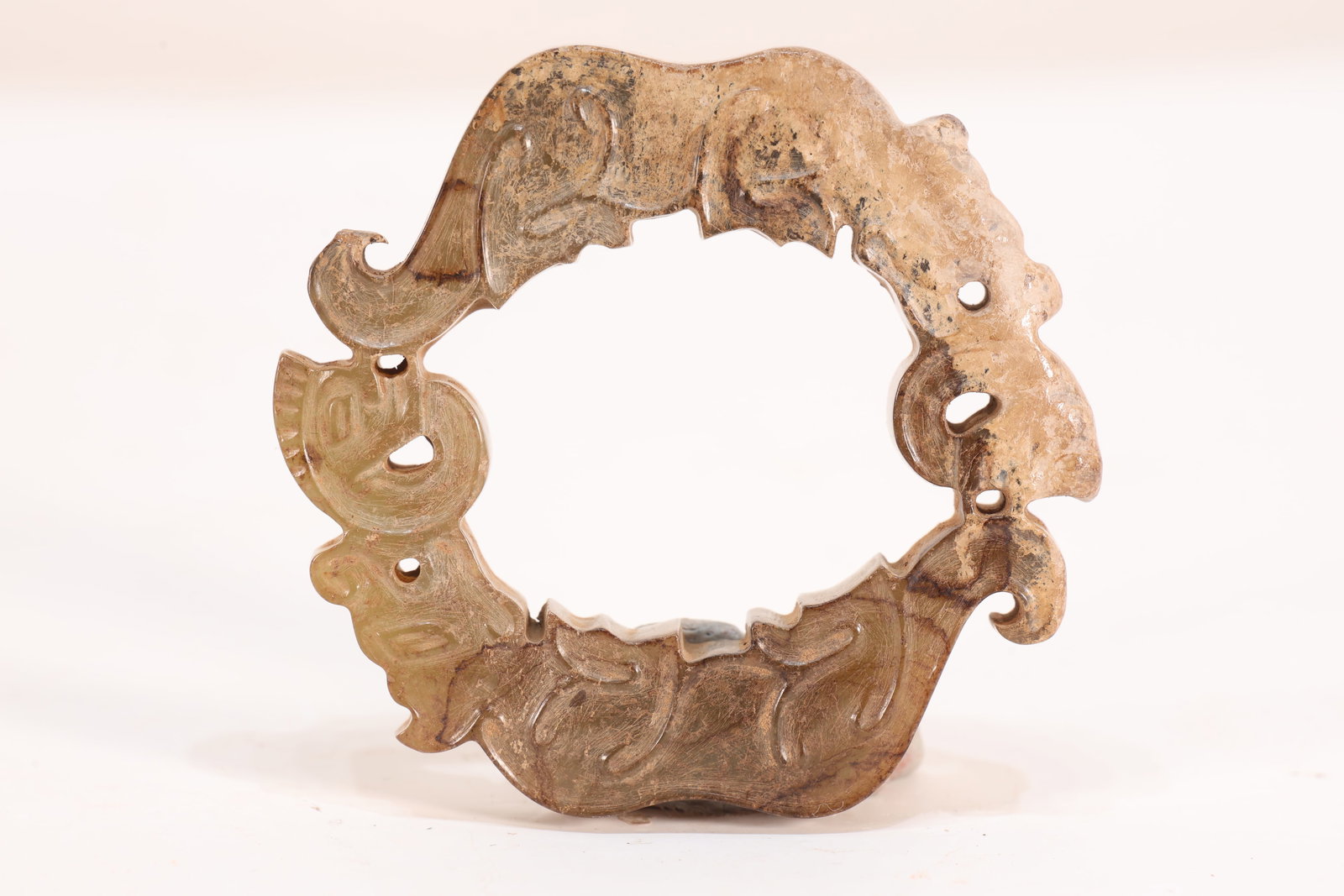 Jade Carved Tiger Shape Bi (1 of 4)