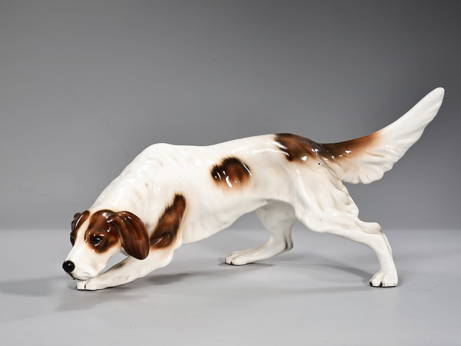The Figure In Porcelain Dog By Goldcheider Wien, Austria (1885-1953): The Figure In Porcelain Dog By Goldcheider Wien, Austria (1885-1953) (52 x 23 x 18 cm)