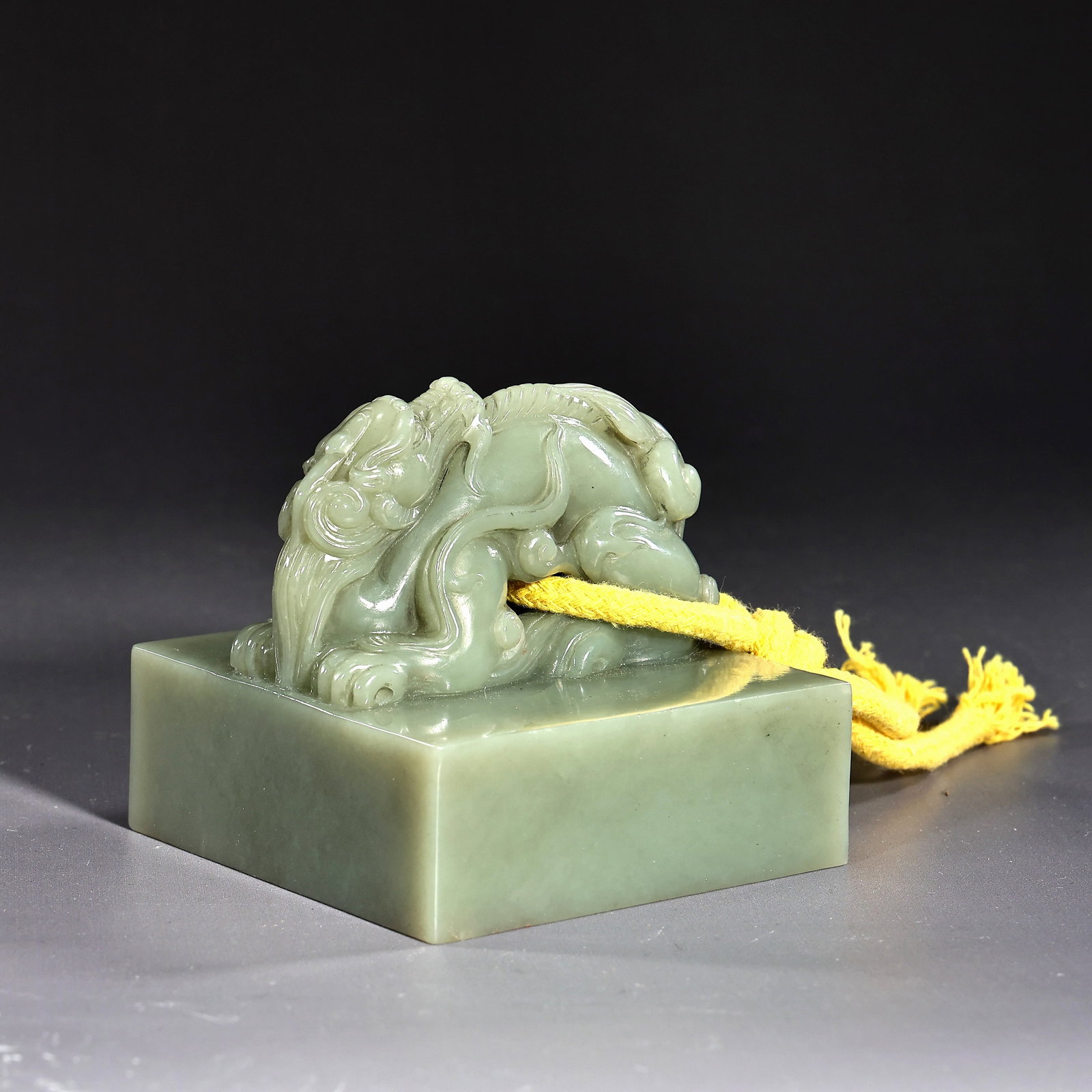 A Large Celadon Jade Dragon Seal (1 of 7)