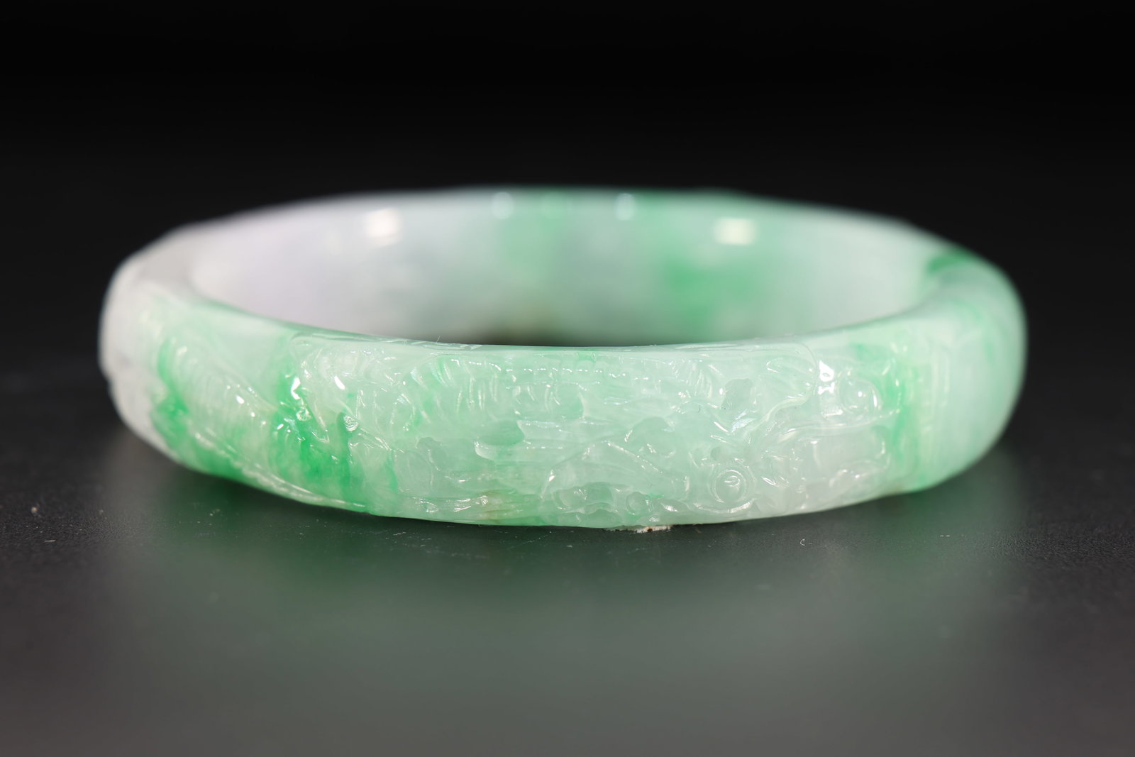 Jadeite Carved Dragon Pattern Bangle - 4
