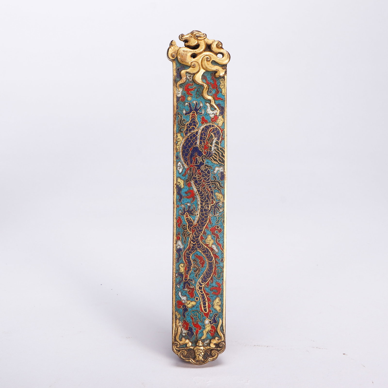 Bronze Cloisonne Carved Cloud and Dragon Pattern Paper Weight: Bronze Cloisonne Carved Cloud and Dragon Pattern Paper Weight (20cm)