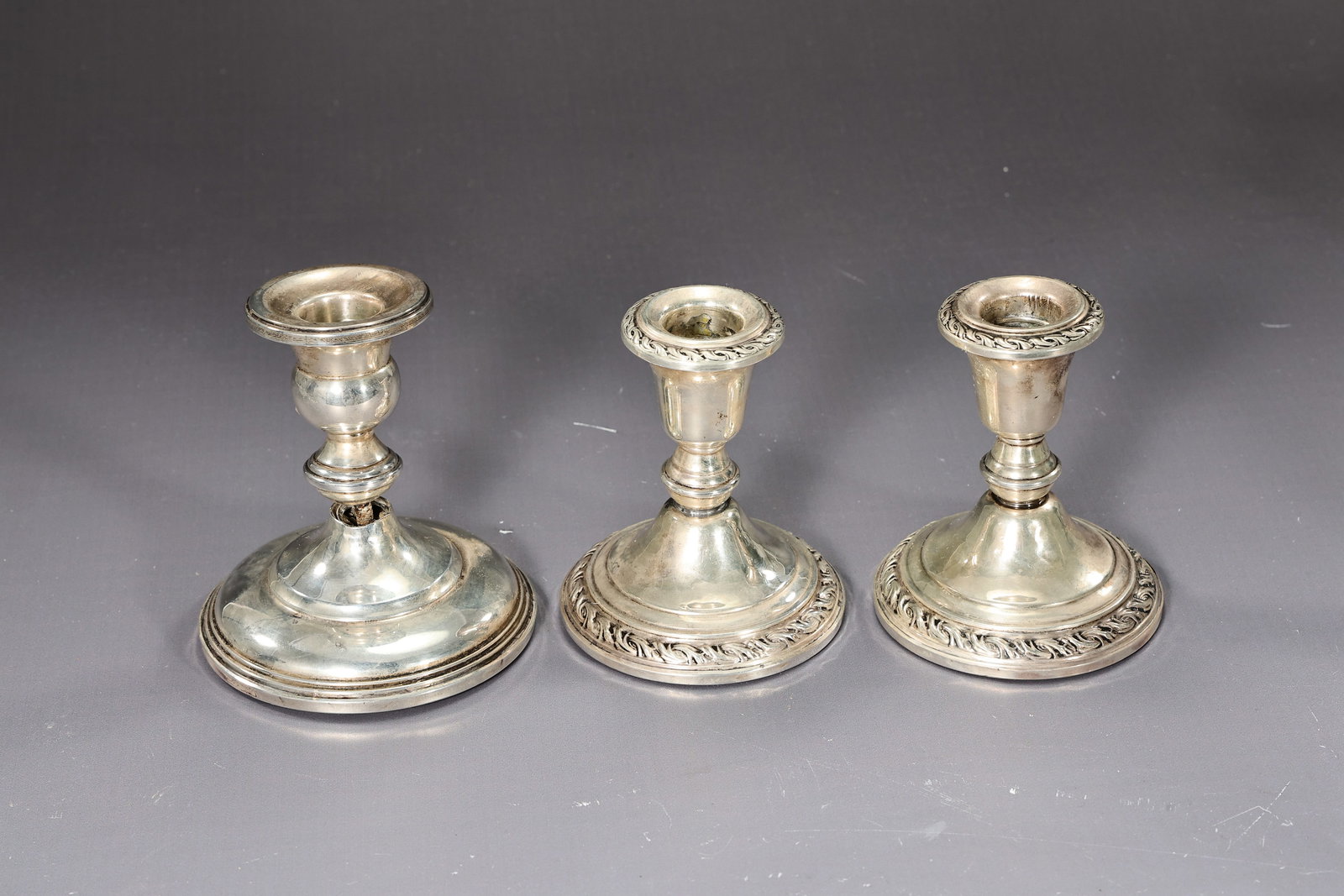 Sterling Silver Glass Compote Bowl Candy Dish Set Of 3 - 11