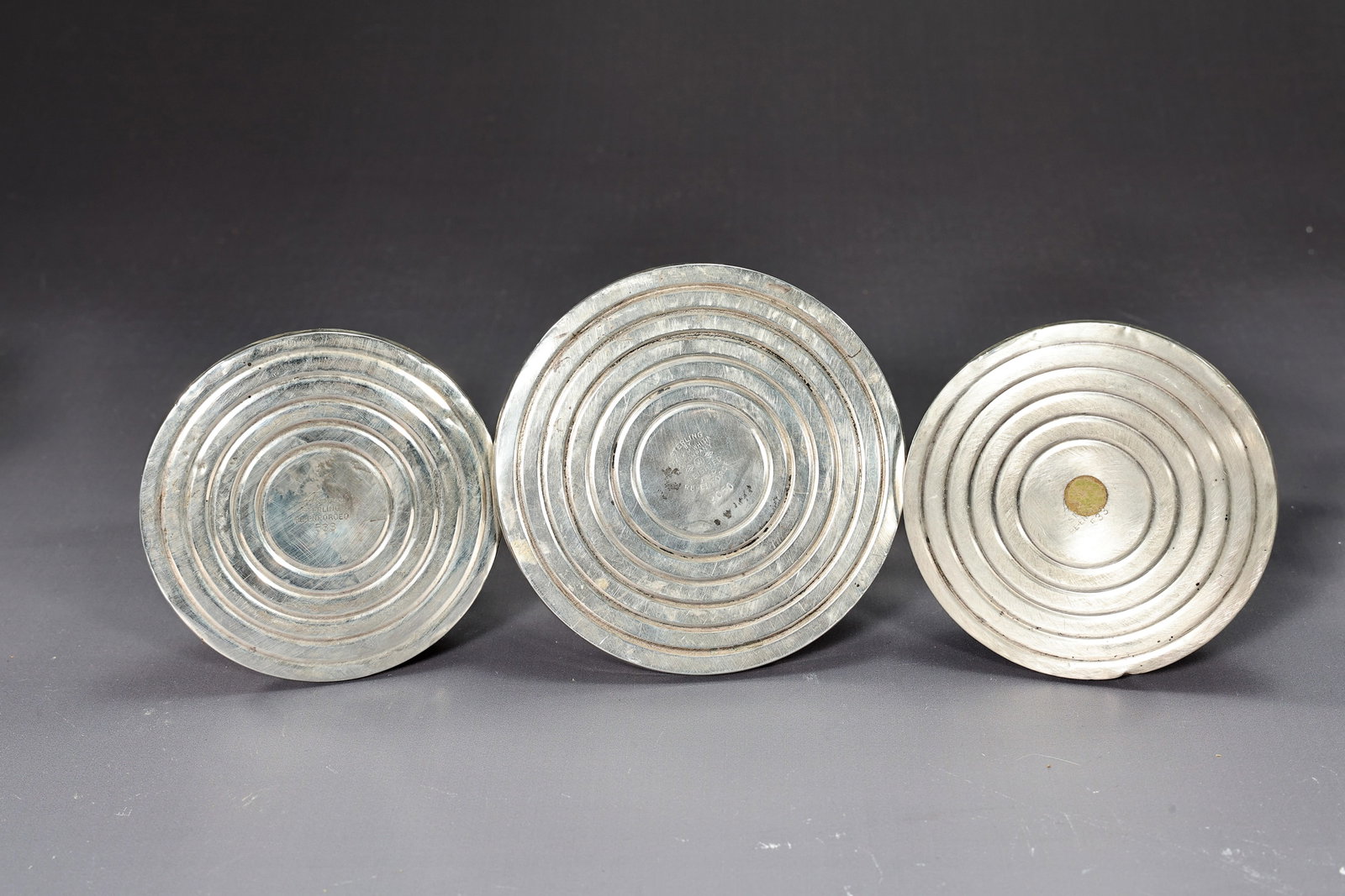 Sterling Silver Glass Compote Bowl Candy Dish Set Of 3 - 6