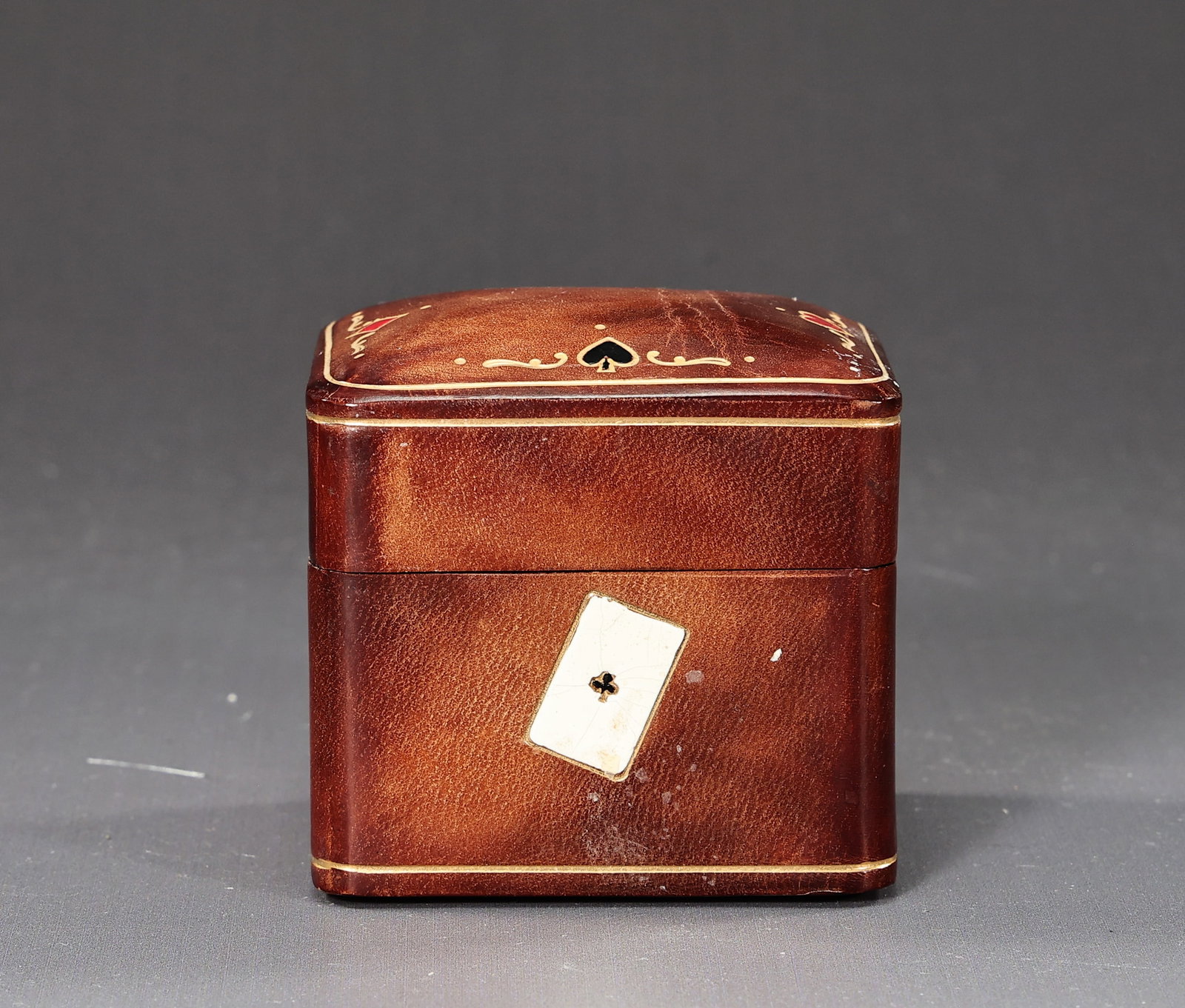 Italian Leather Travel Set Miniature Playing Cards Box - 2