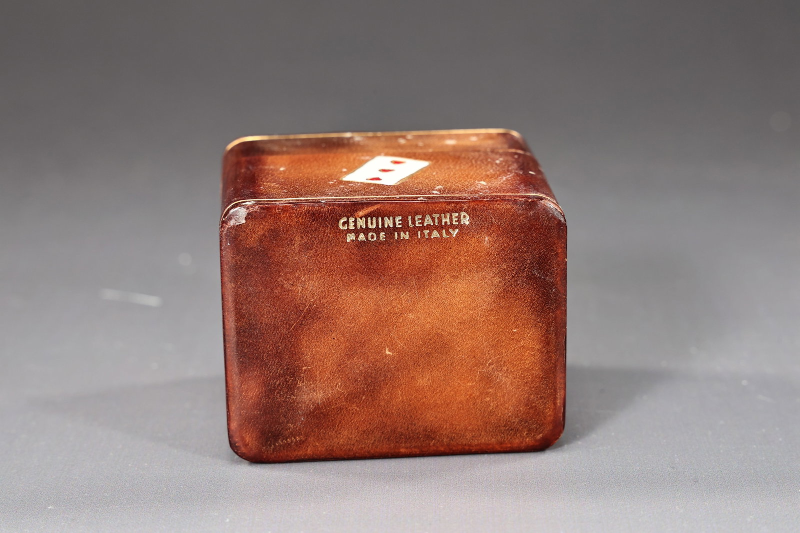 Italian Leather Travel Set Miniature Playing Cards Box - 4