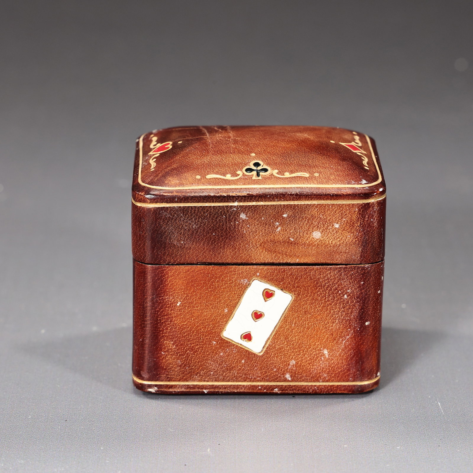 Italian Leather Travel Set Miniature Playing Cards Box - 5