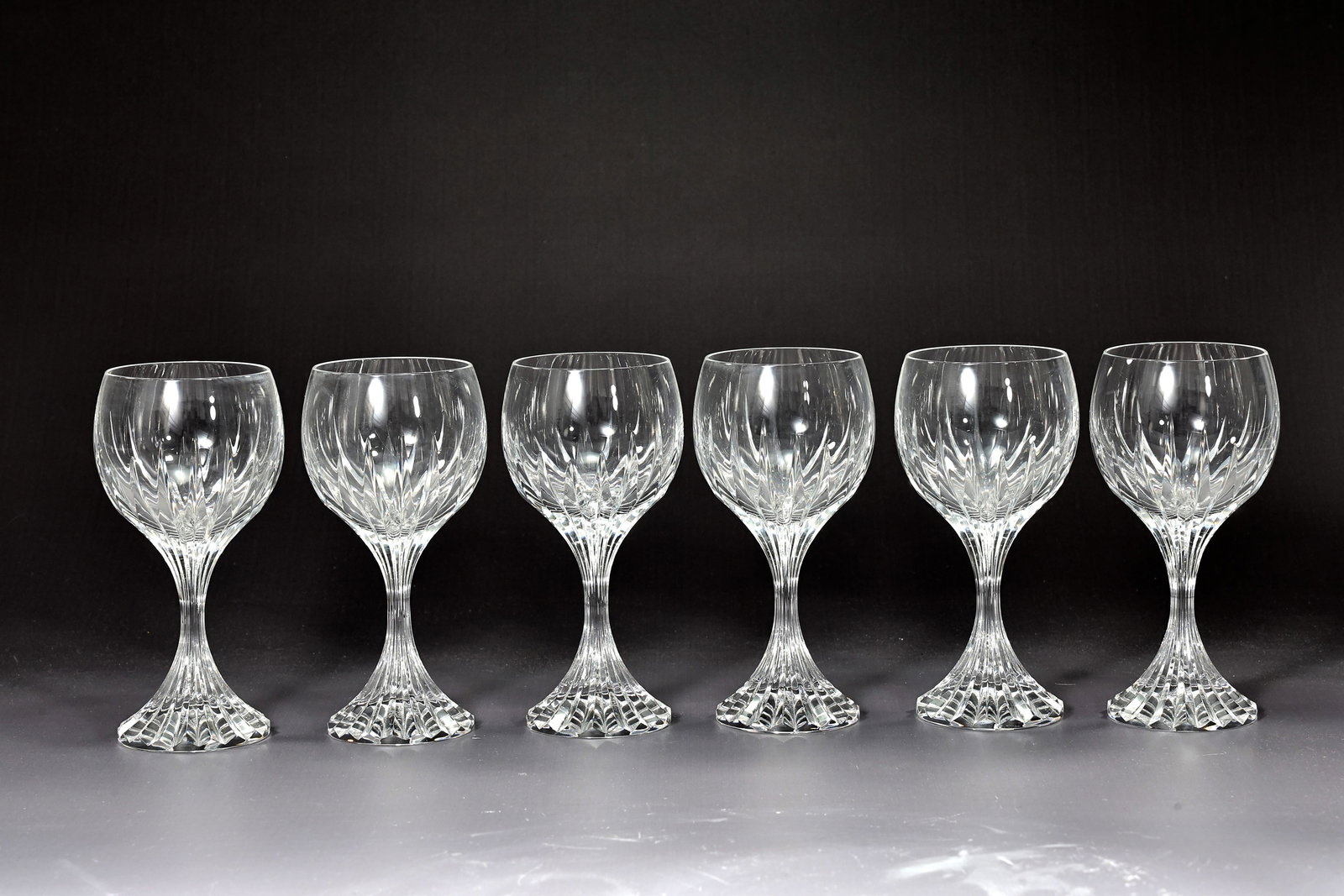 Baccarat France Six Massena Crystal 6.5" Wine Glasses Goblets - 2