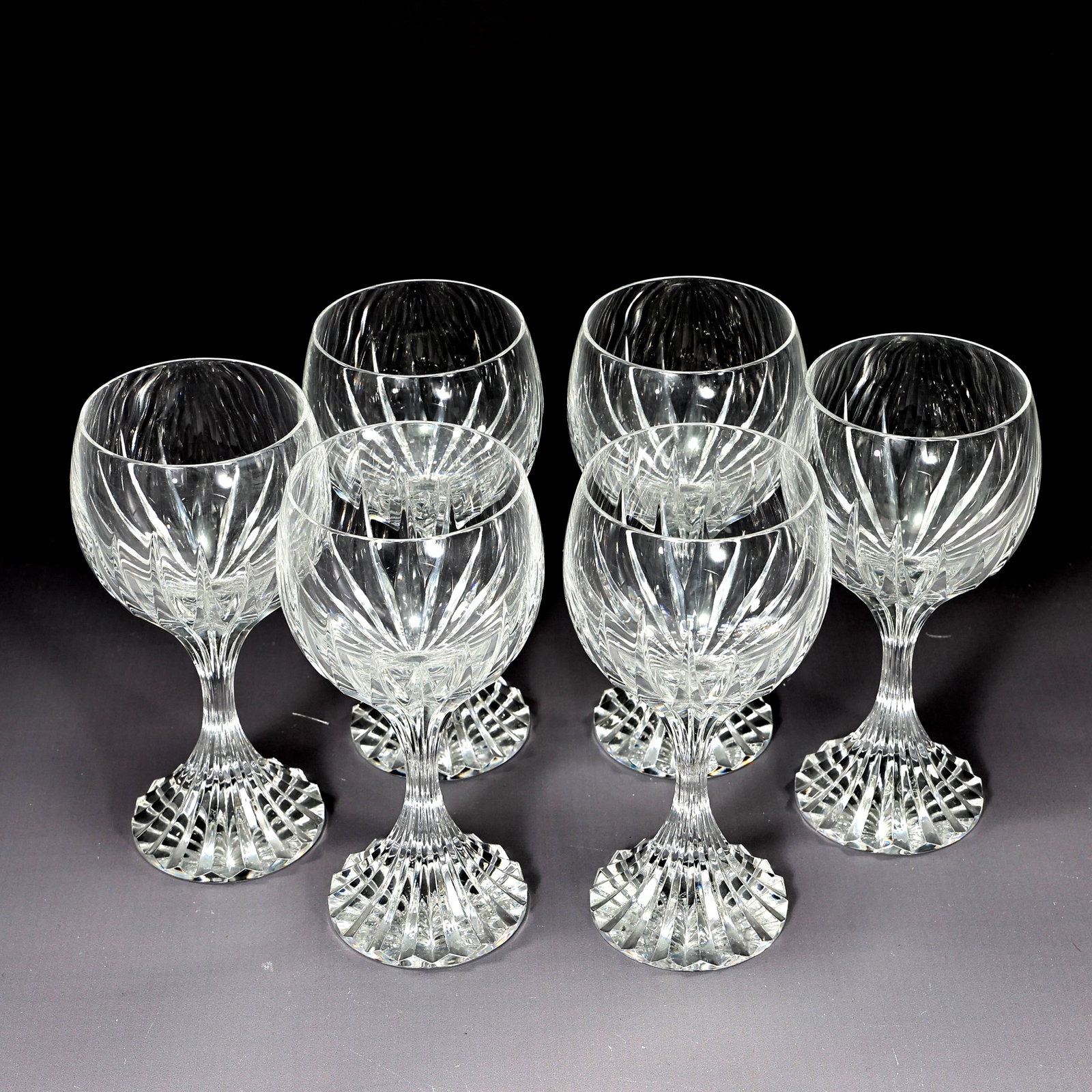 Baccarat France Six Massena Crystal 6.5" Wine Glasses Goblets - 4