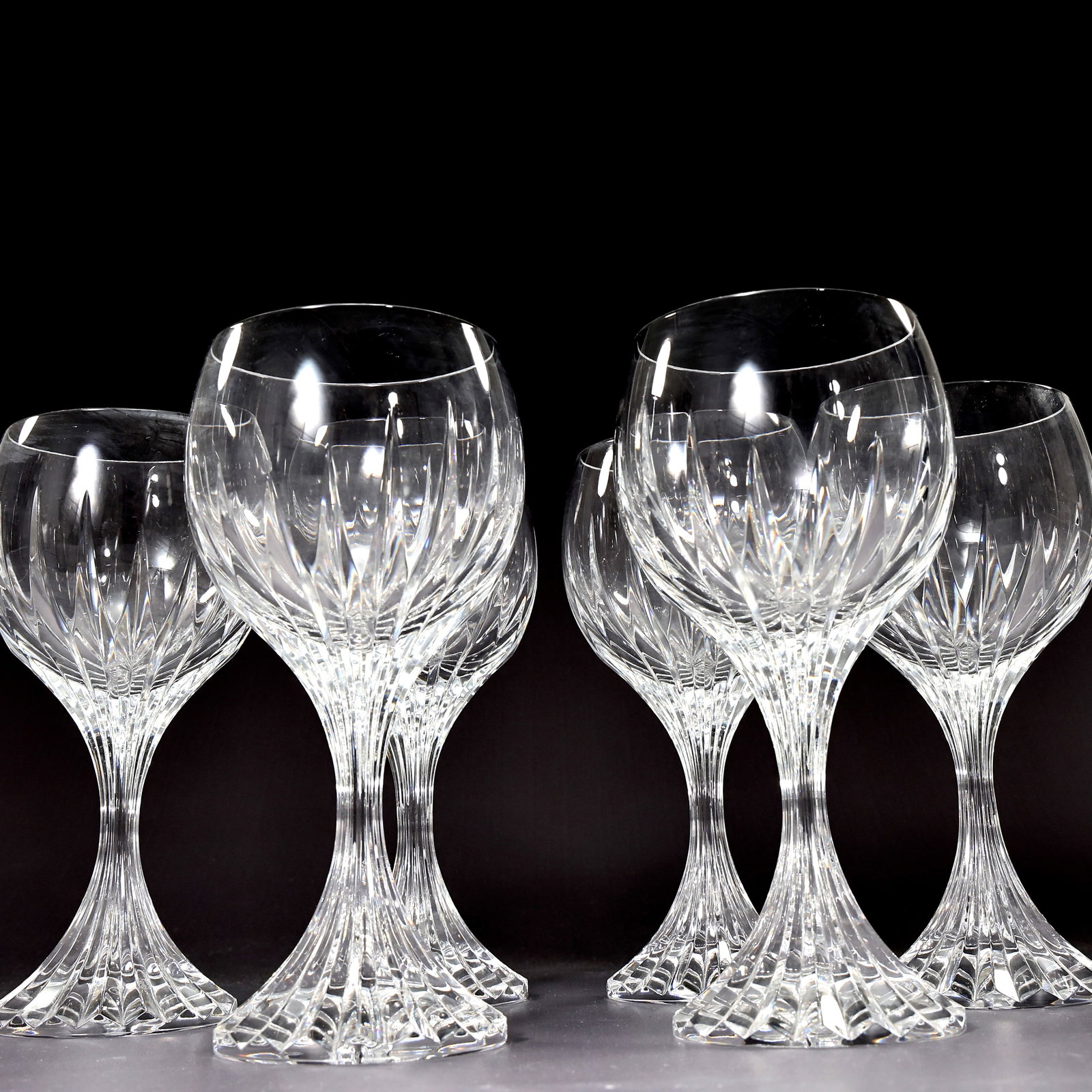 Baccarat France Six Massena Crystal 6.5" Wine Glasses Goblets - 7