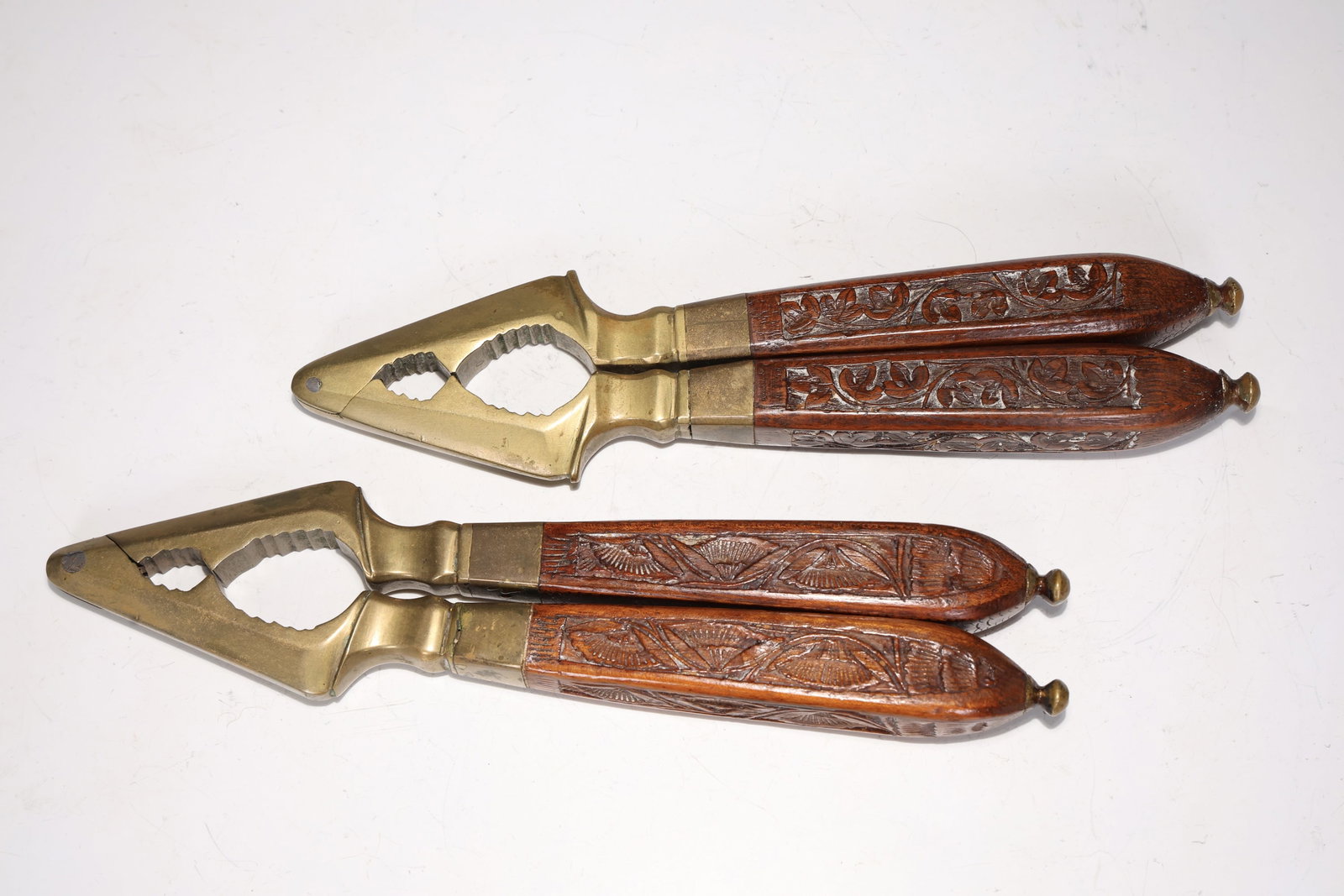 Vintage Solid Brass Ornate Carved Oak Wood Nutcracker (1 of 6)