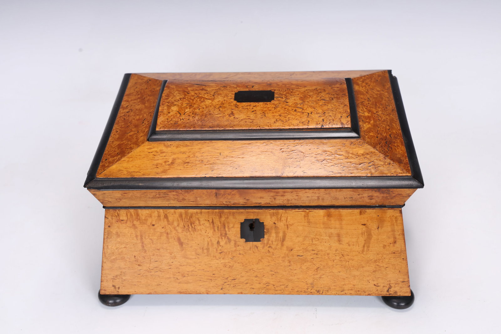 Bird's- Eye Maple And Ebony Box Of Architectural Form English Circa 1820 - 2