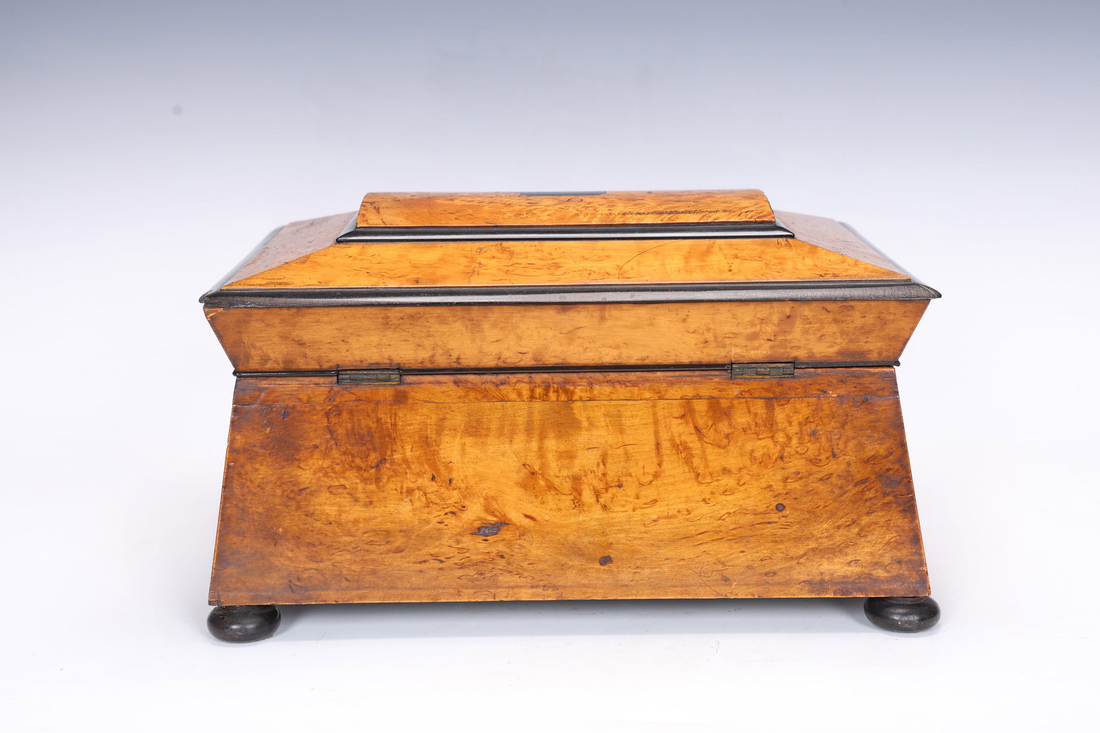 Bird's- Eye Maple And Ebony Box Of Architectural Form English Circa 1820 - 6