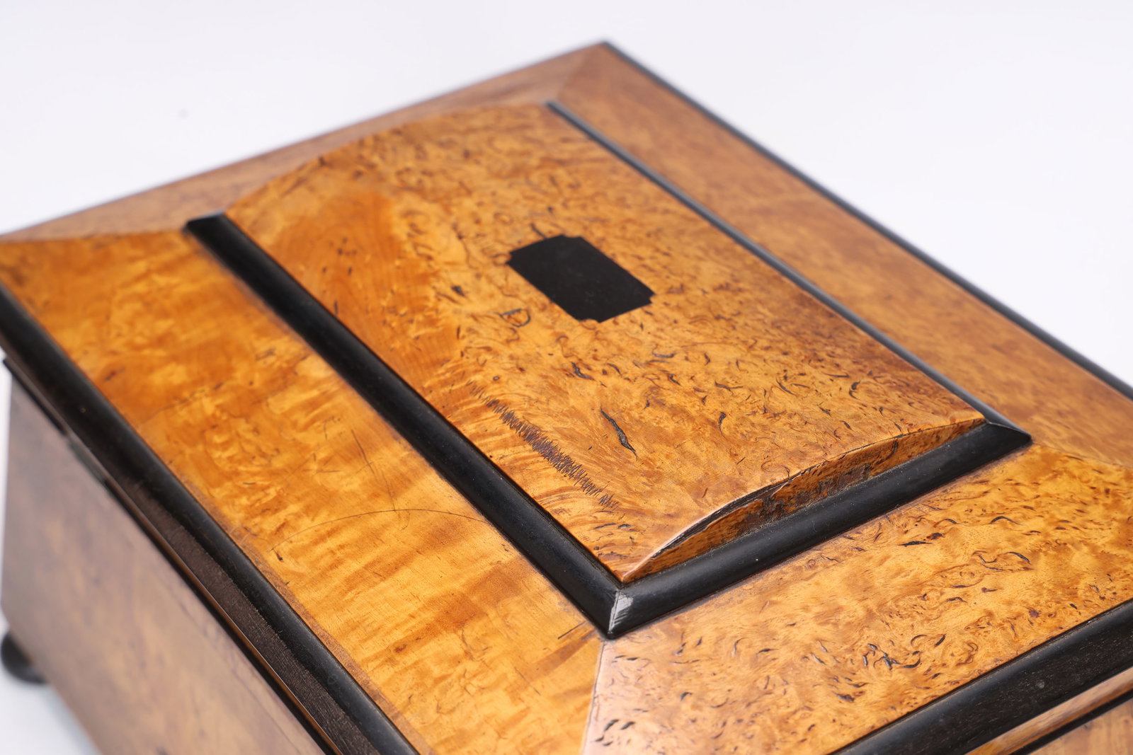 Bird's- Eye Maple And Ebony Box Of Architectural Form English Circa 1820 - 8