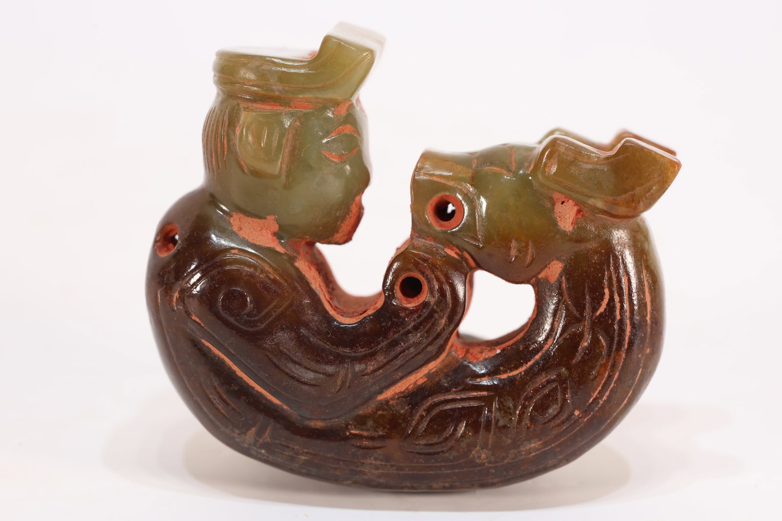 Jade Carved Dragon and Character Shape Ornament: Jade Carved Dragon and Character Shape Ornament (6.5 x 5.5 x 2cm)