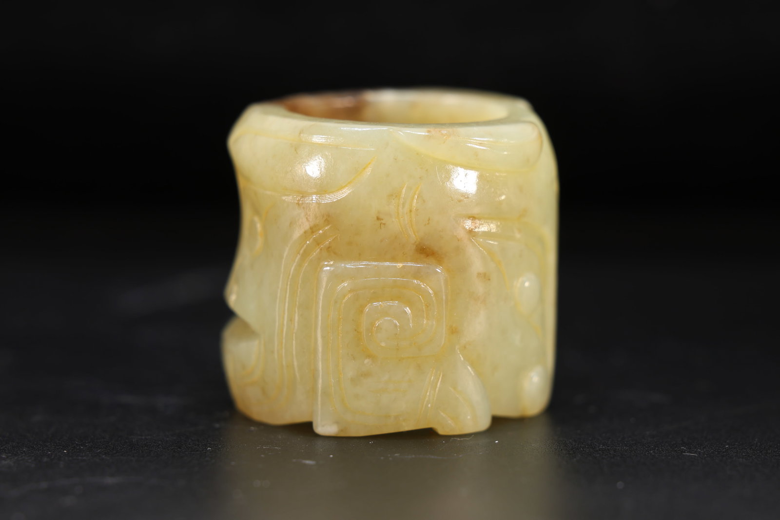 Jade Carved Beast Face Pattern Thumb Ring - 2