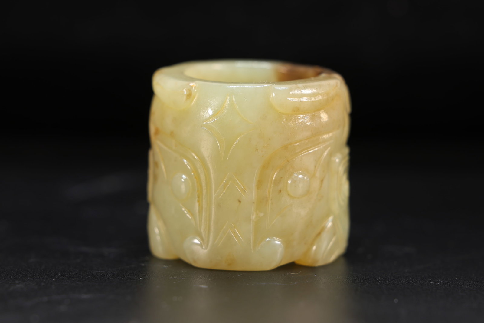 Jade Carved Beast Face Pattern Thumb Ring - 3
