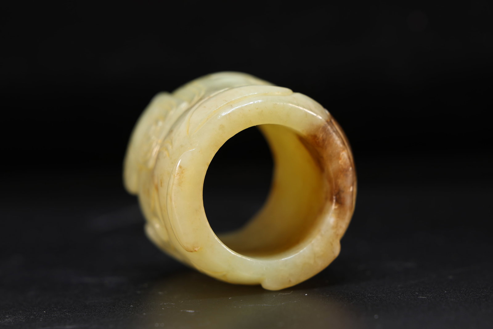 Jade Carved Beast Face Pattern Thumb Ring - 4