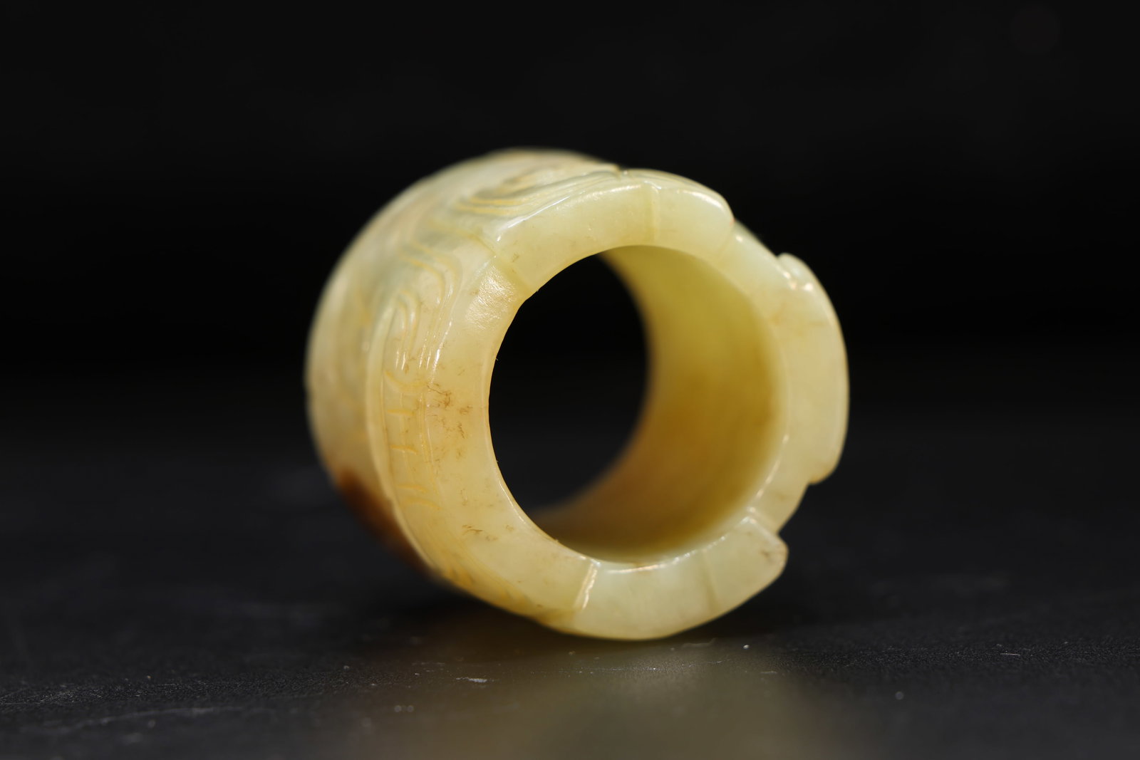 Jade Carved Beast Face Pattern Thumb Ring - 5
