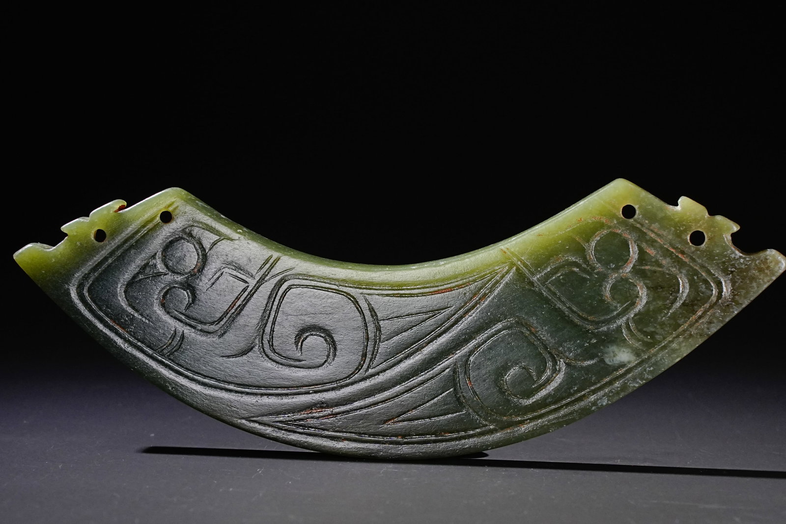 Jade Carved Beast Face Pattern Bi - 2