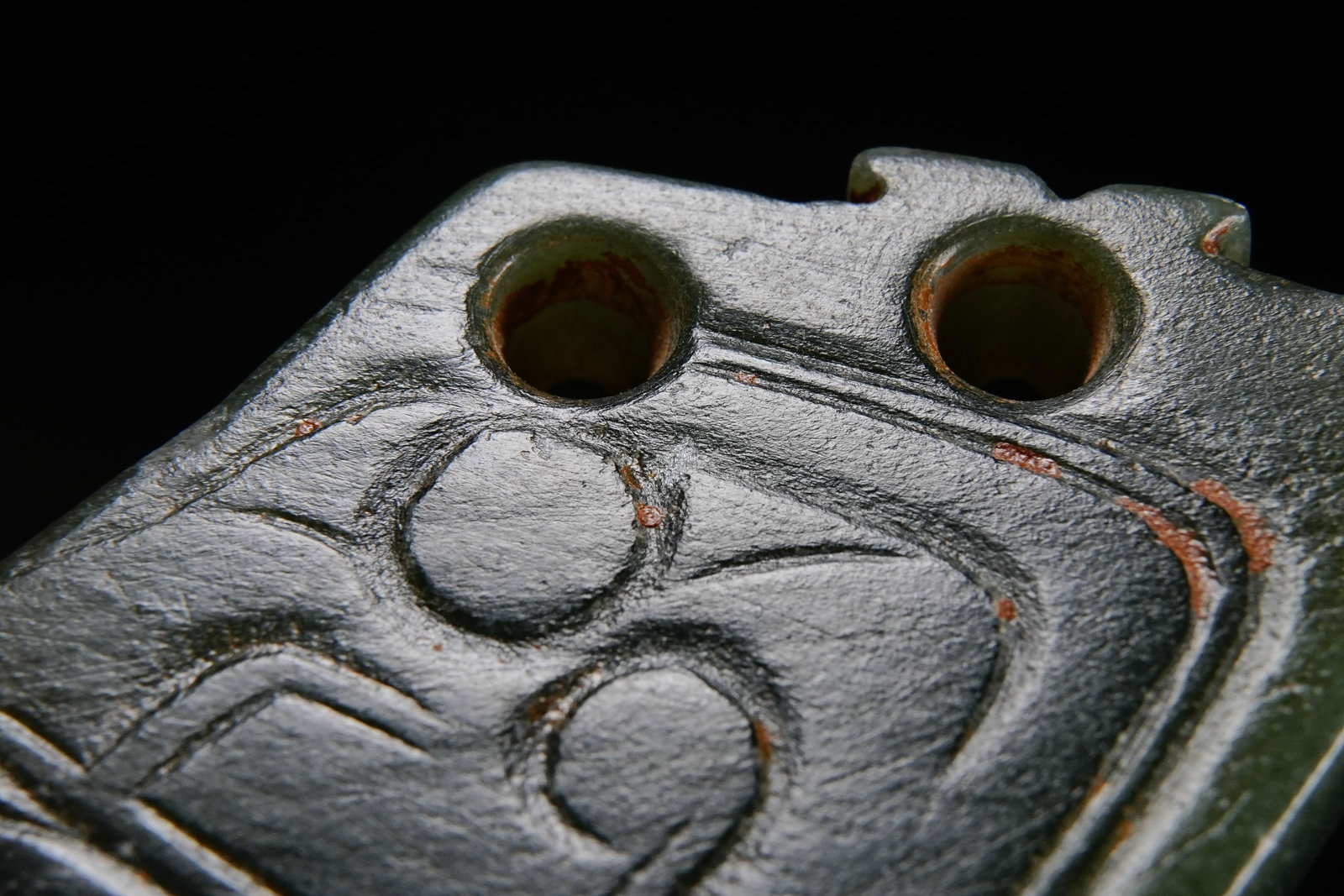 Jade Carved Beast Face Pattern Bi - 3