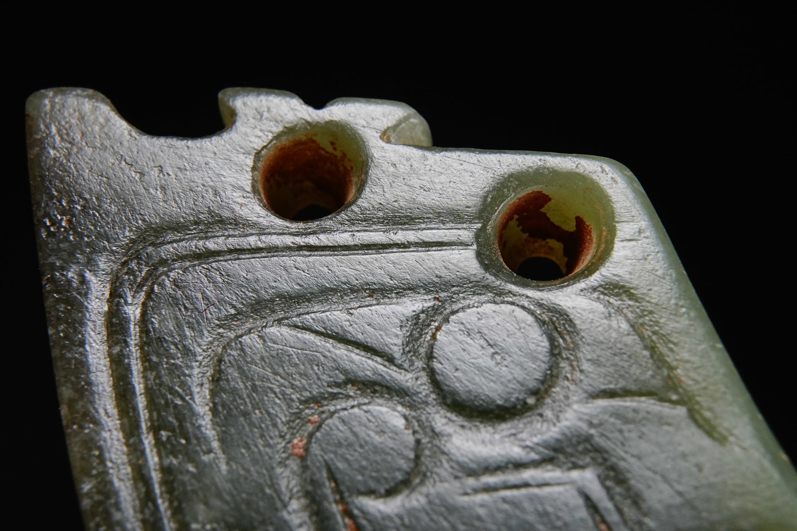 Jade Carved Beast Face Pattern Bi - 8