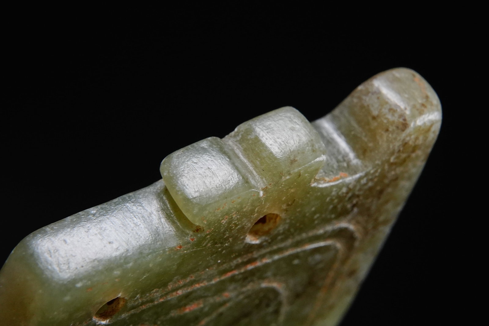 Jade Carved Beast Face Pattern Bi - 9