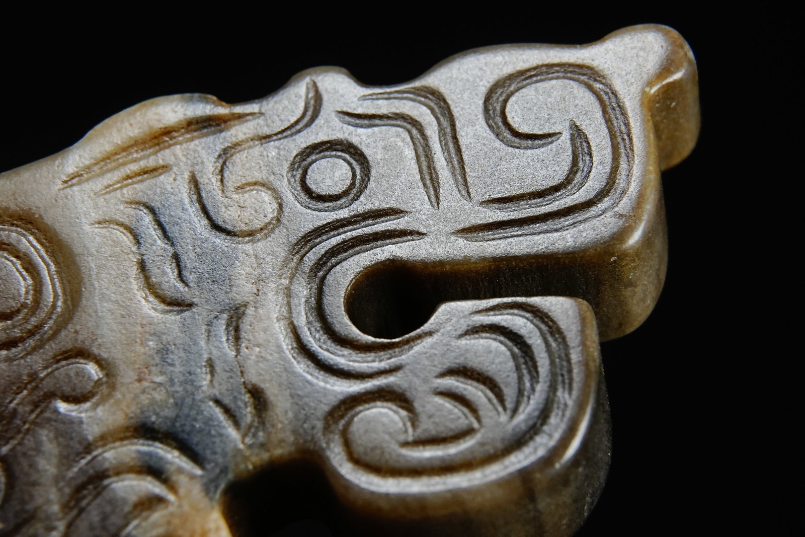 Jade Carved Beast Face Pattern Dragon Shape Bi - 3