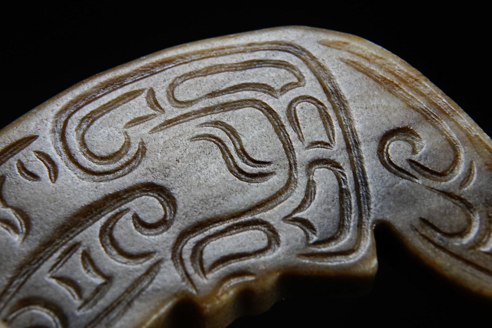 Jade Carved Beast Face Pattern Dragon Shape Bi - 6