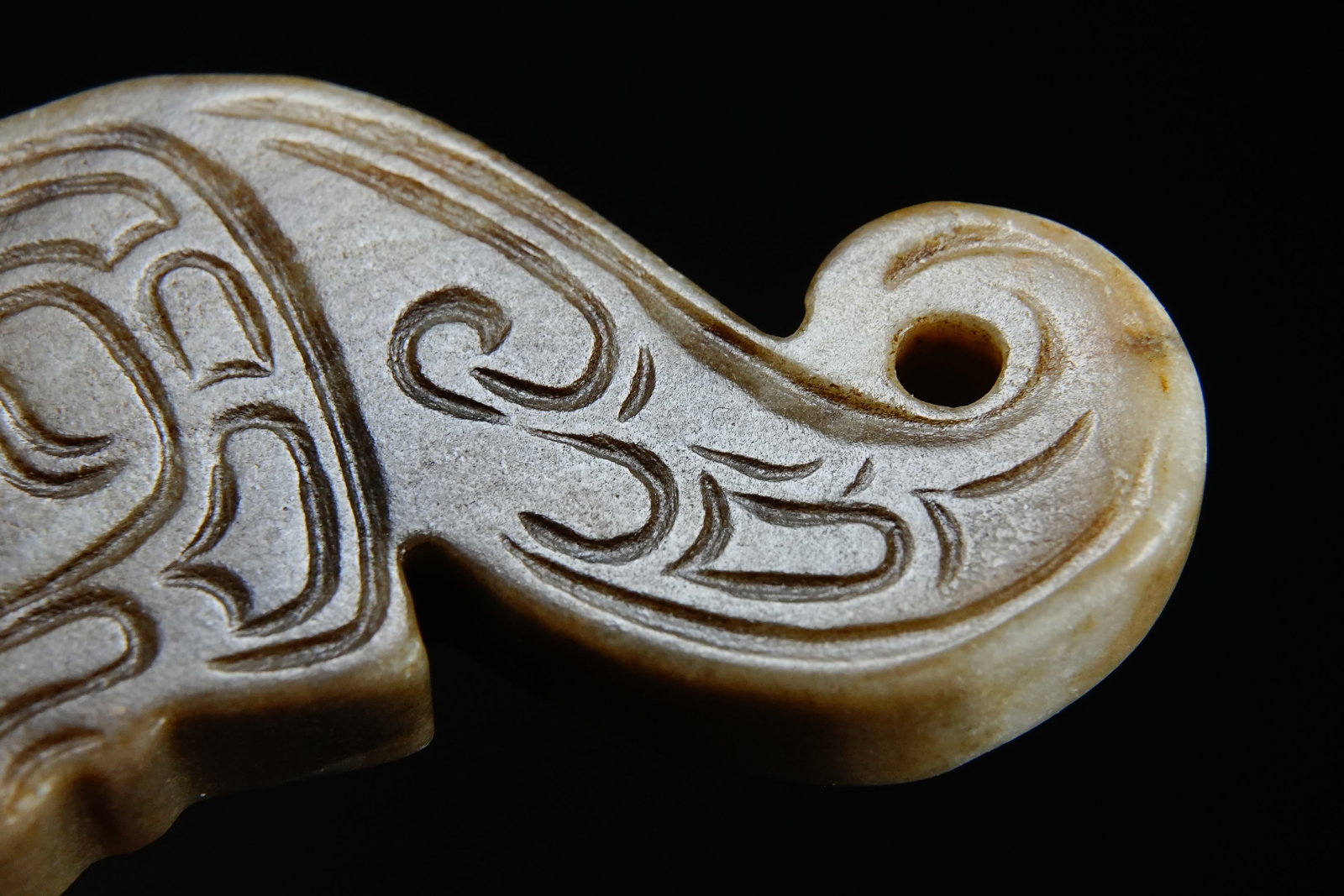 Jade Carved Beast Face Pattern Dragon Shape Bi - 7
