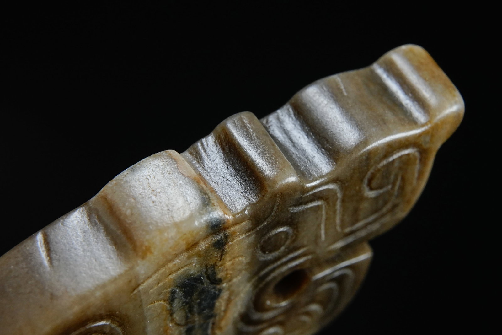 Jade Carved Beast Face Pattern Dragon Shape Bi - 9
