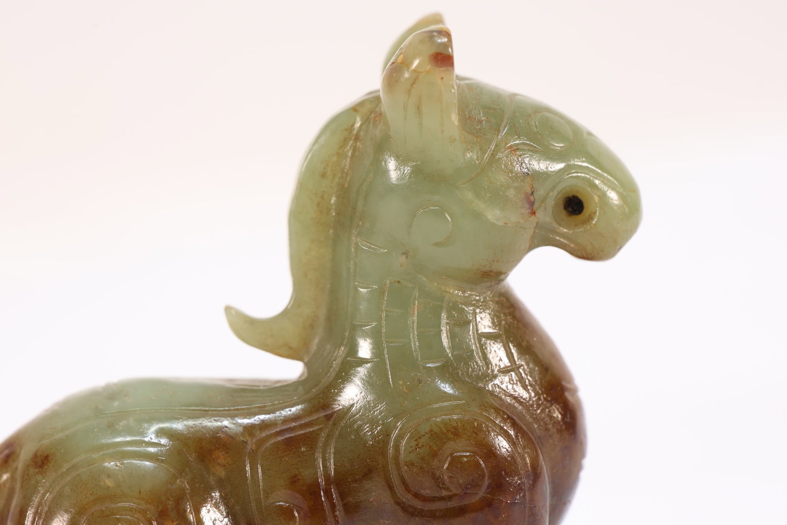 Jade Carved Beast Face Pattern Horse Shape Ornament - 6
