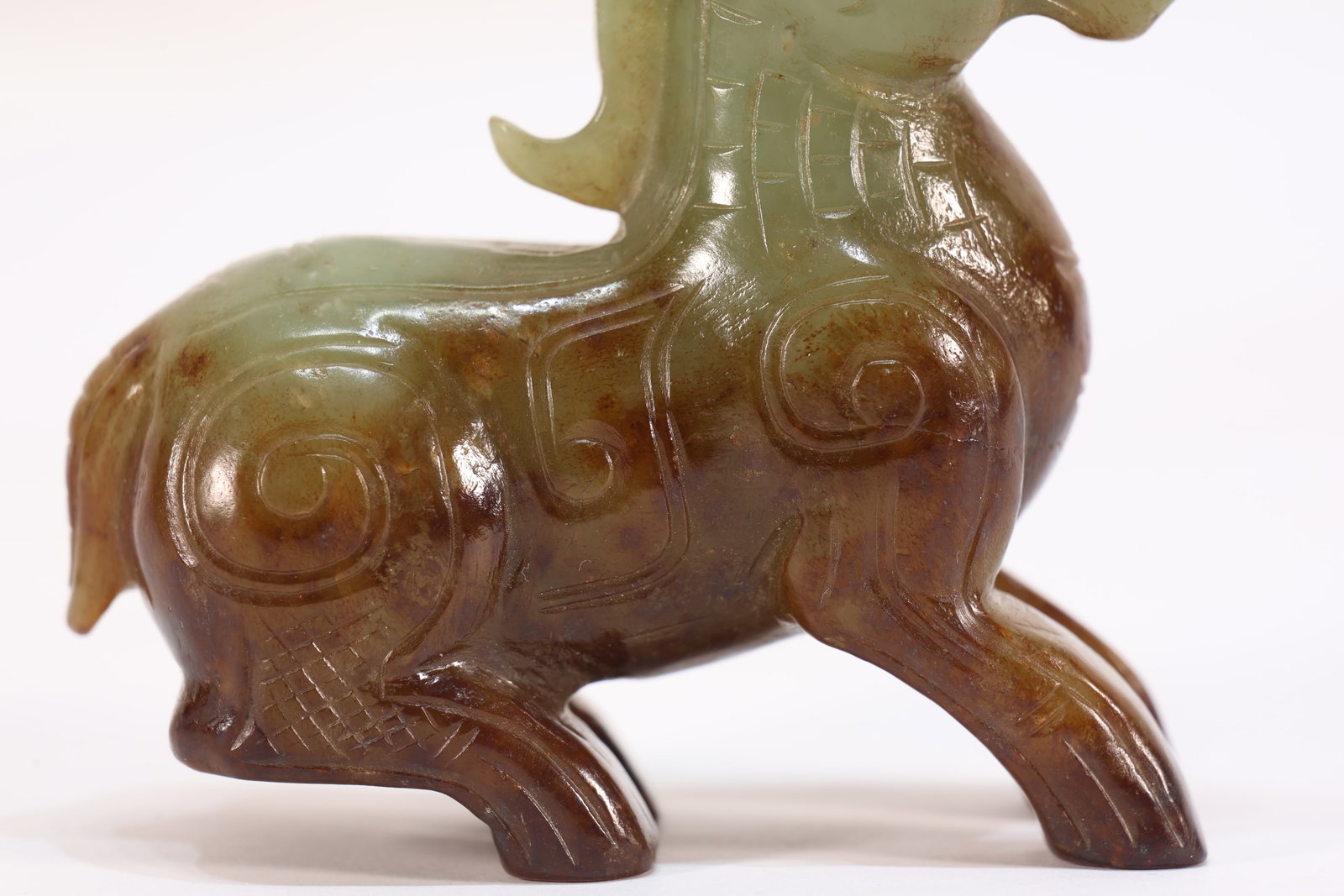 Jade Carved Beast Face Pattern Horse Shape Ornament - 7