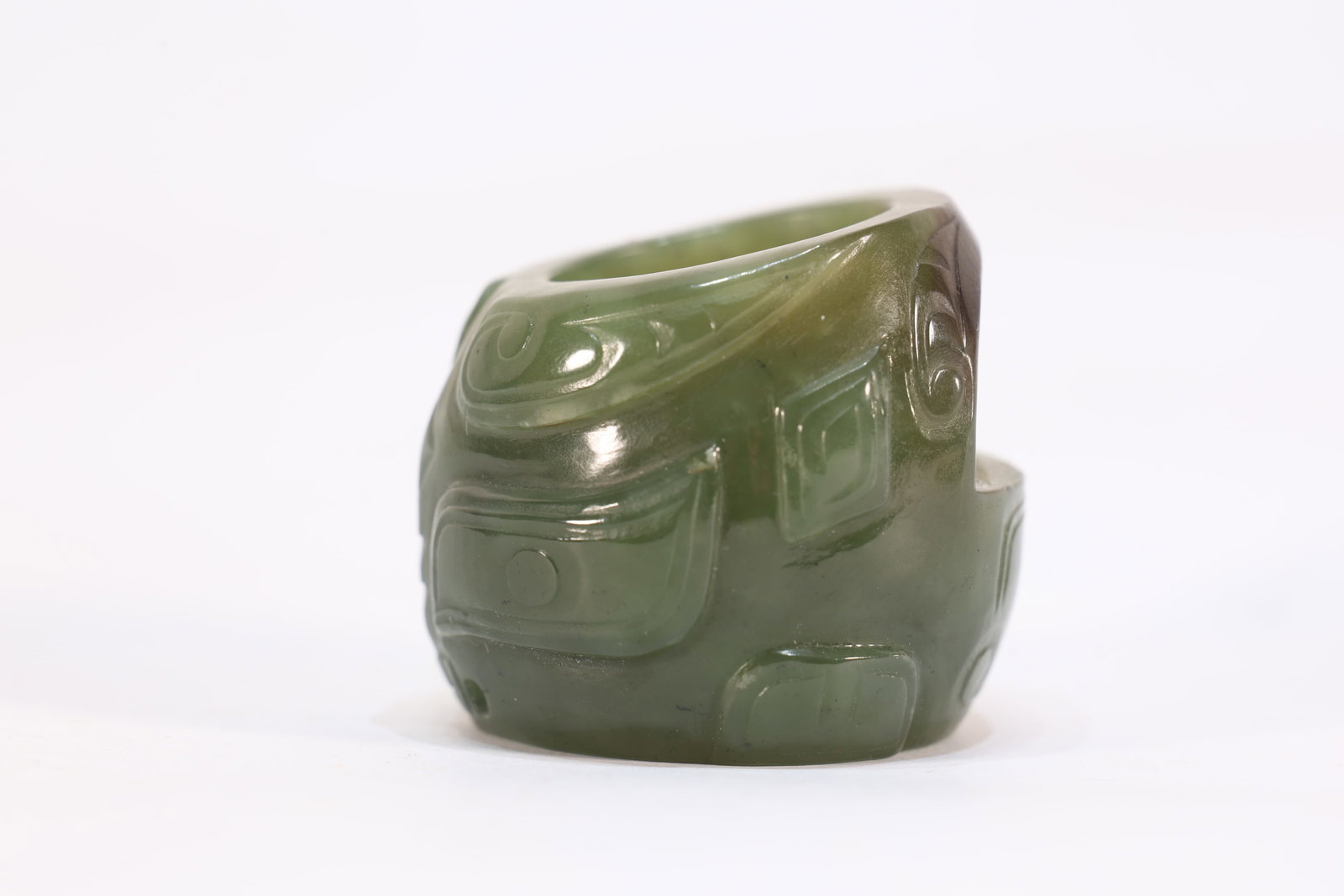 Jade Carved Beast Face Pattern Thumb Ring - 2
