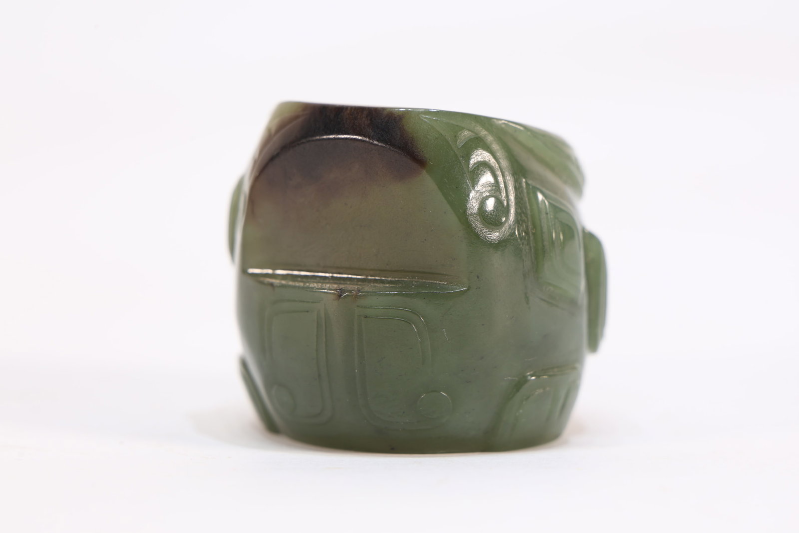 Jade Carved Beast Face Pattern Thumb Ring - 3