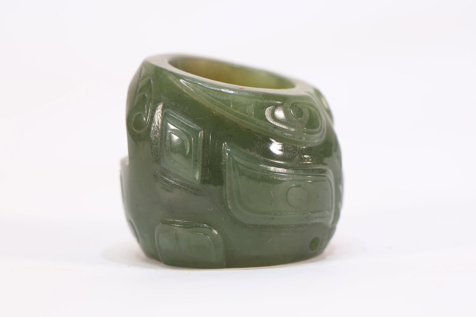 Jade Carved Beast Face Pattern Thumb Ring - 4