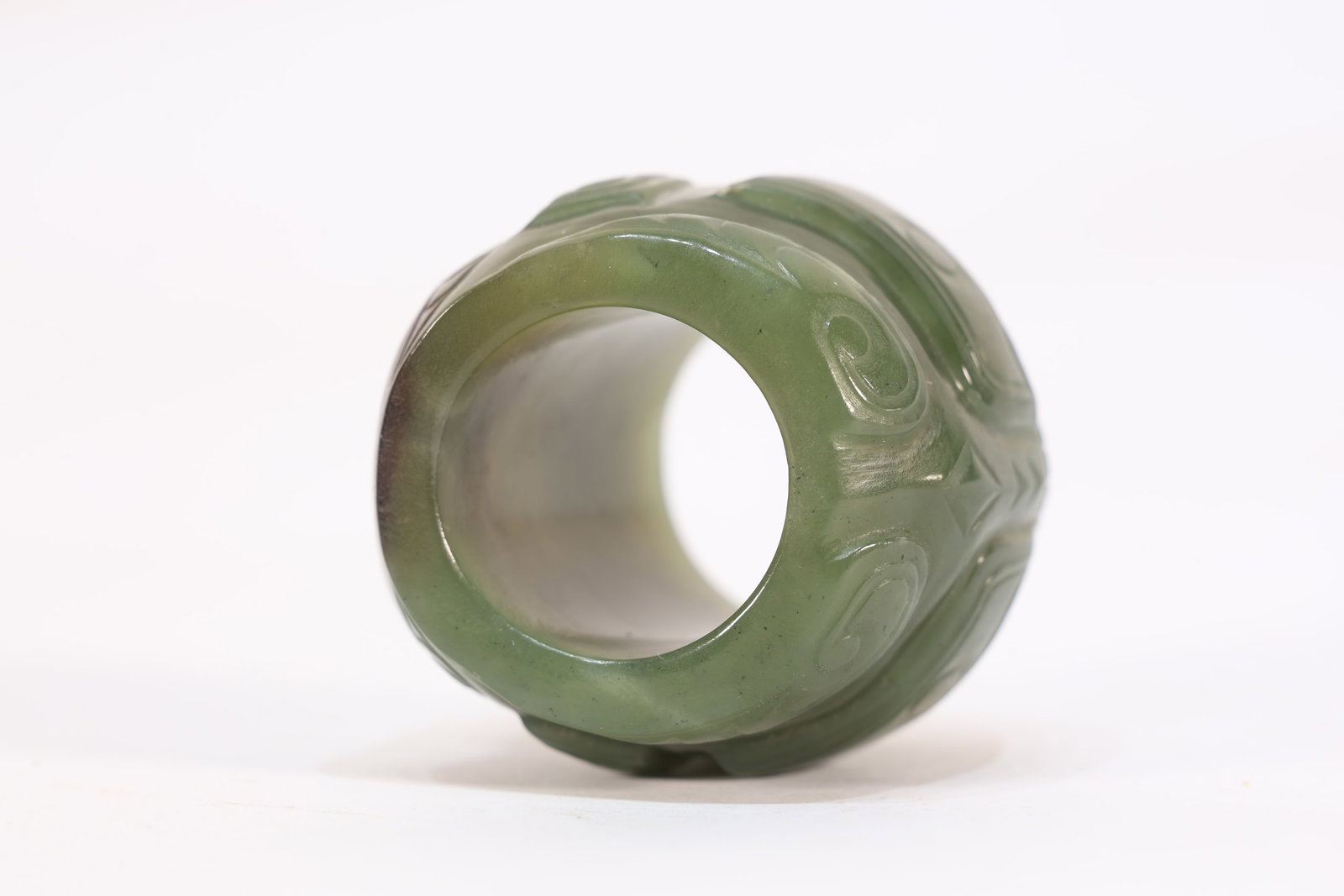 Jade Carved Beast Face Pattern Thumb Ring - 5