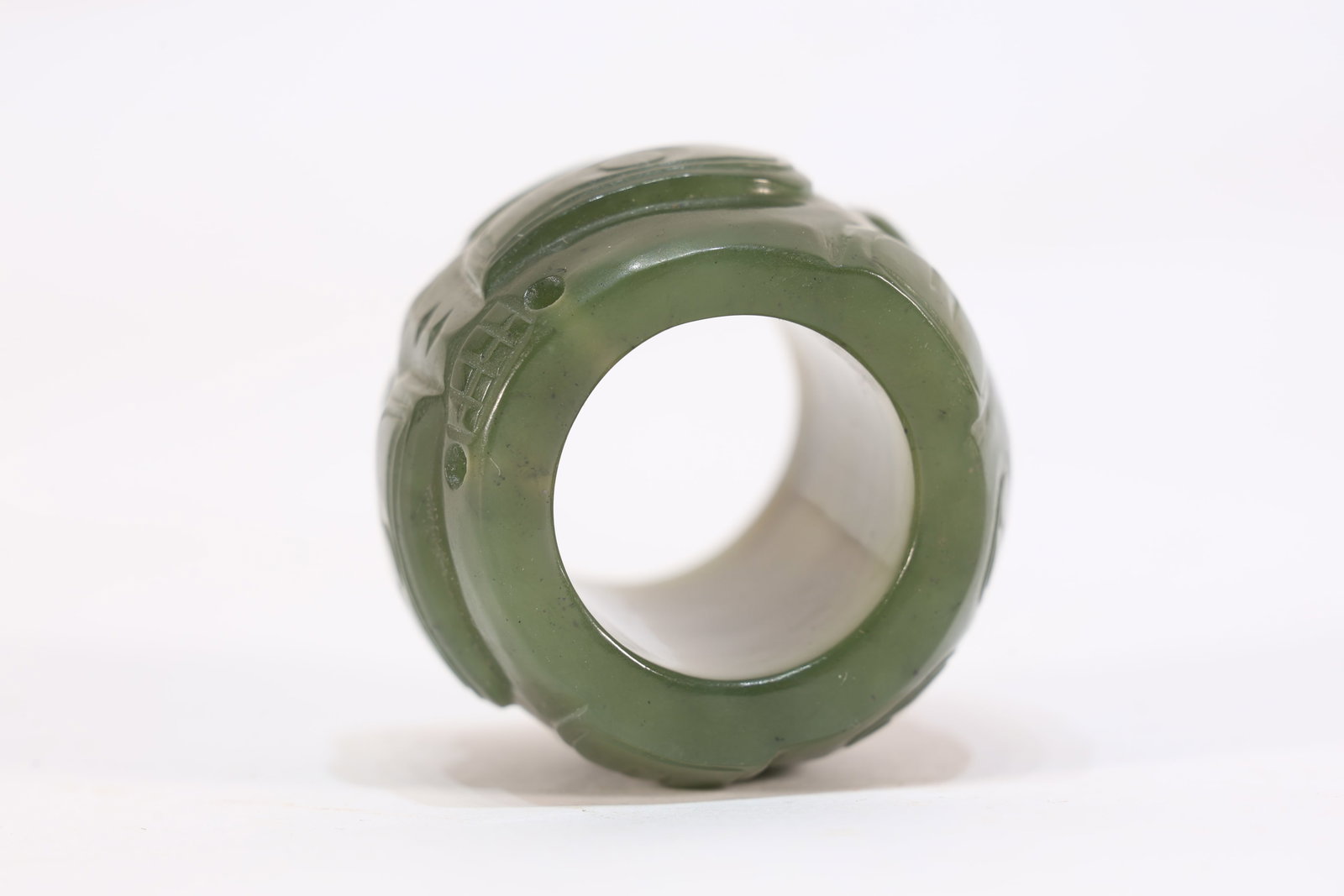 Jade Carved Beast Face Pattern Thumb Ring - 6
