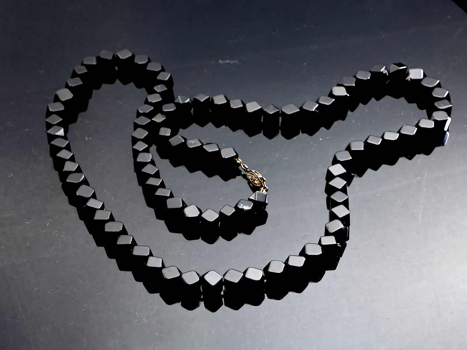 Faceted Carnelian Beaded Necklace And Black Cube Onyx Necklace - 3