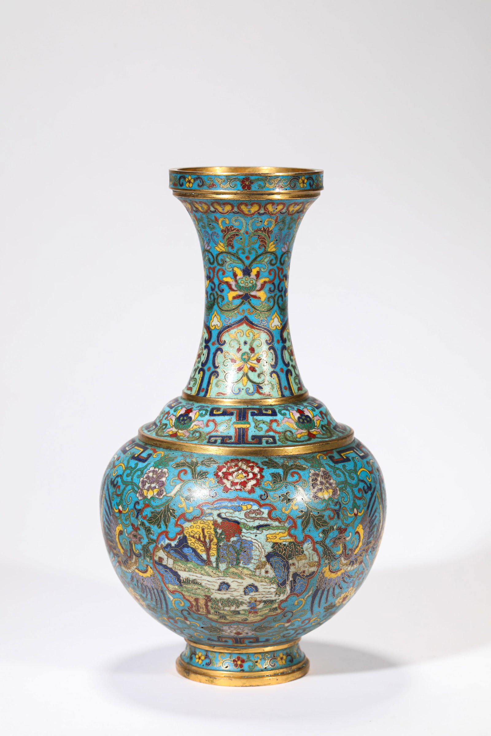 A PAIR OF CLOISONNé ENAMEL ‘LANDSCAPE AND PHOENIX’ VASES - 11