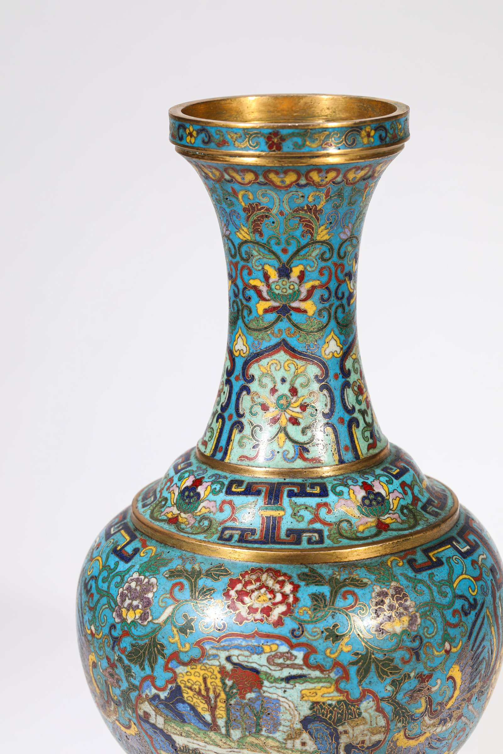 A PAIR OF CLOISONNé ENAMEL ‘LANDSCAPE AND PHOENIX’ VASES - 12