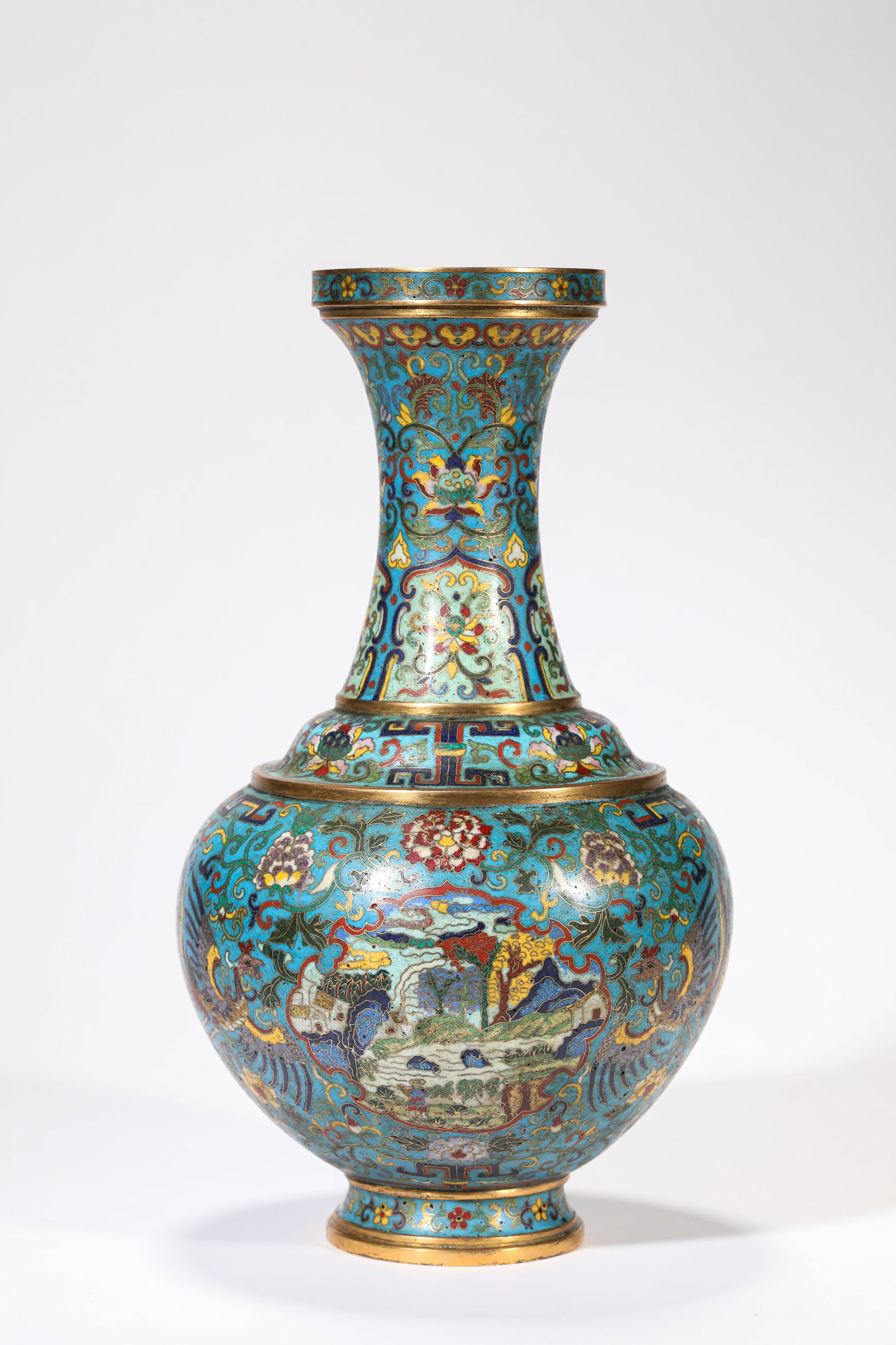 A PAIR OF CLOISONNé ENAMEL ‘LANDSCAPE AND PHOENIX’ VASES - 5