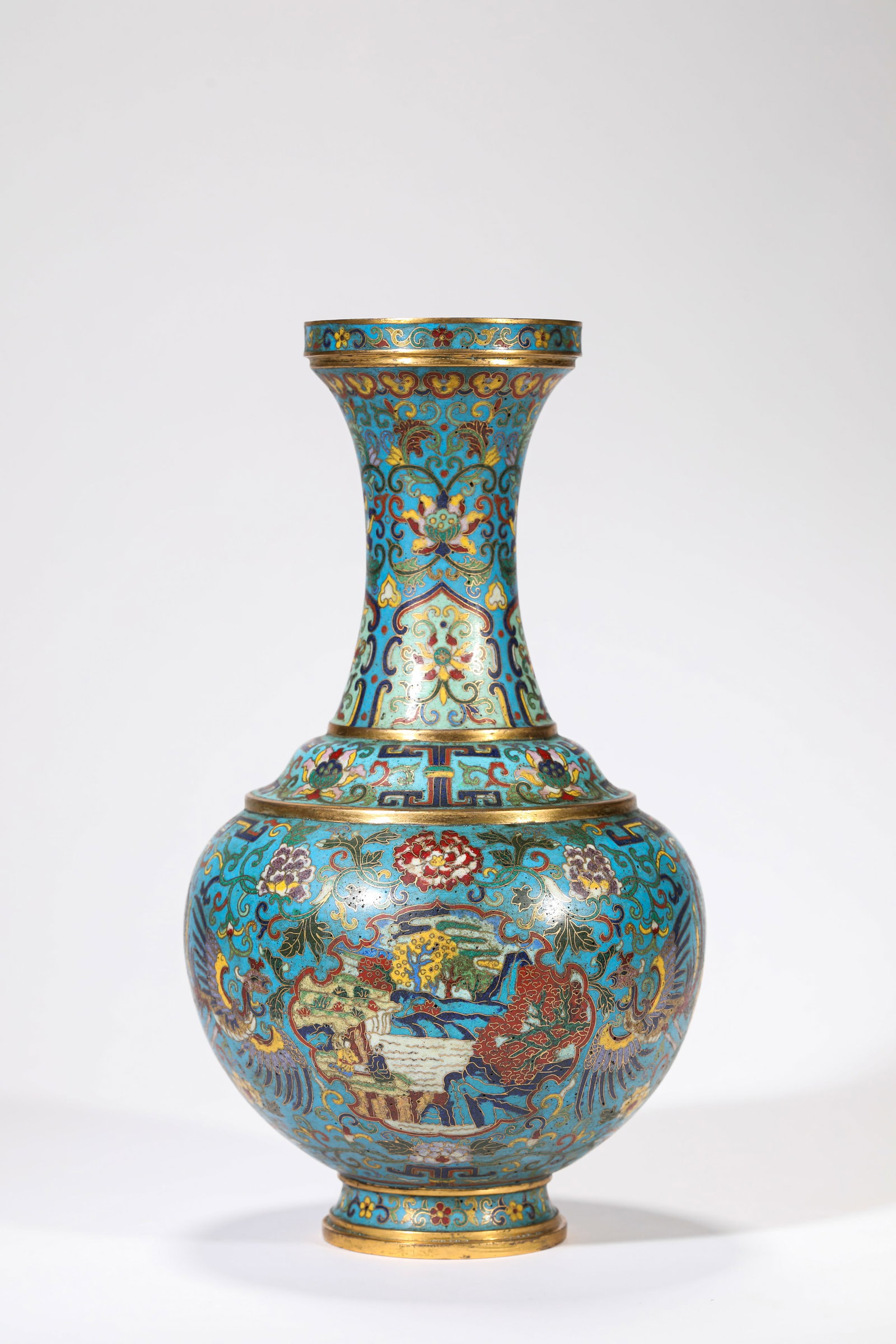 A PAIR OF CLOISONNé ENAMEL ‘LANDSCAPE AND PHOENIX’ VASES - 8