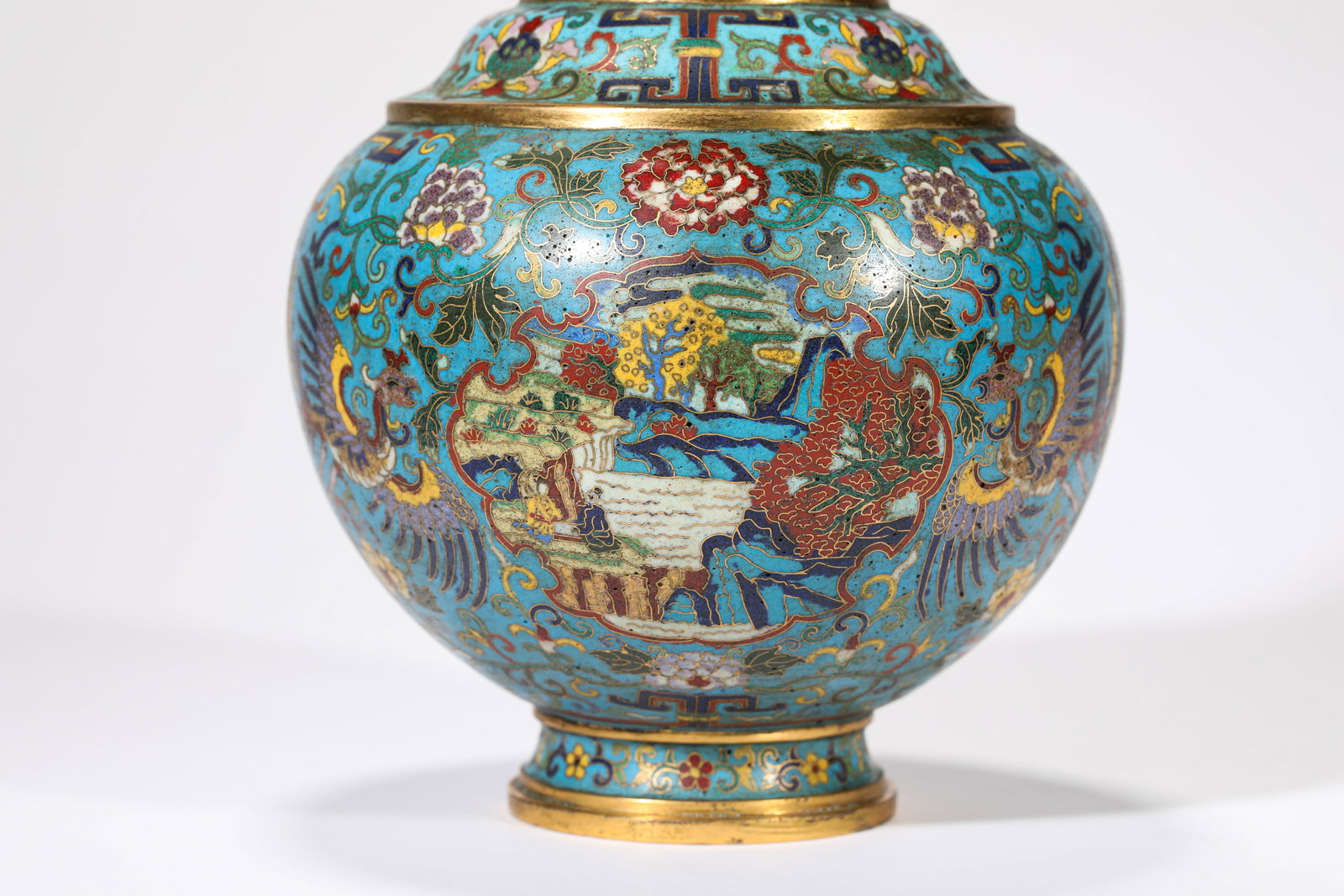 A PAIR OF CLOISONNé ENAMEL ‘LANDSCAPE AND PHOENIX’ VASES - 9