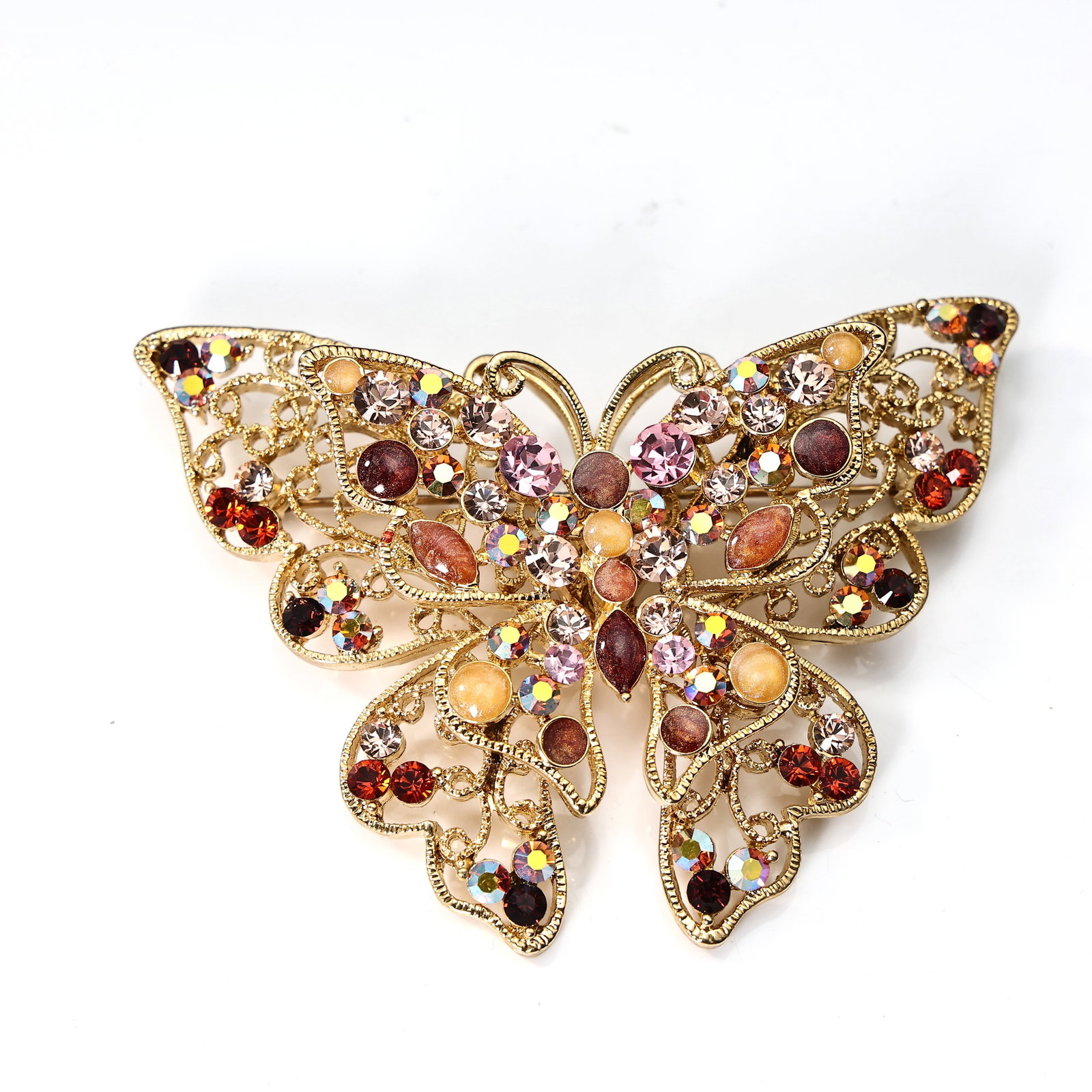 Three Rhinestone Multi Color Butterfly Brooches - 3