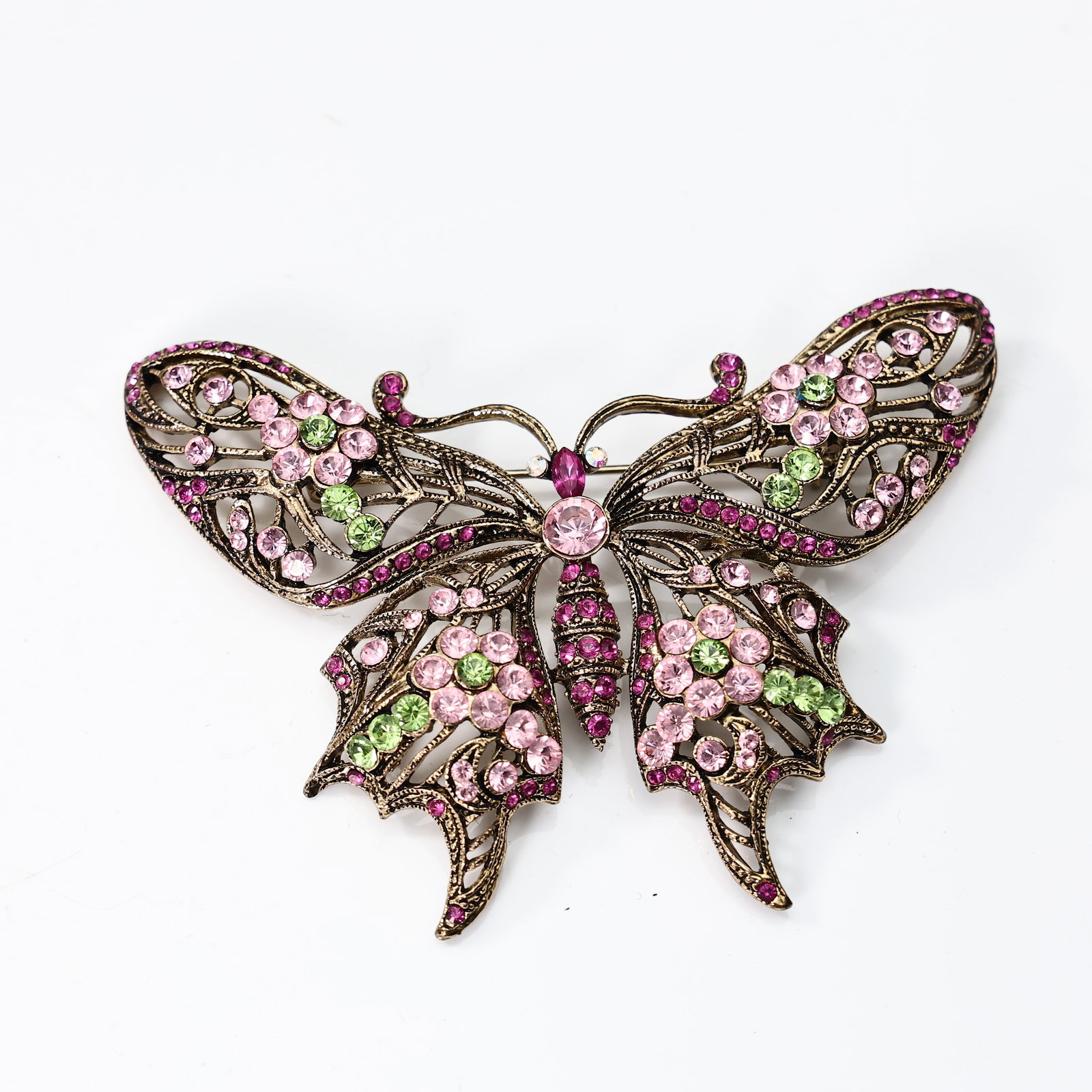 Three Rhinestone Multi Color Butterfly Brooches - 5